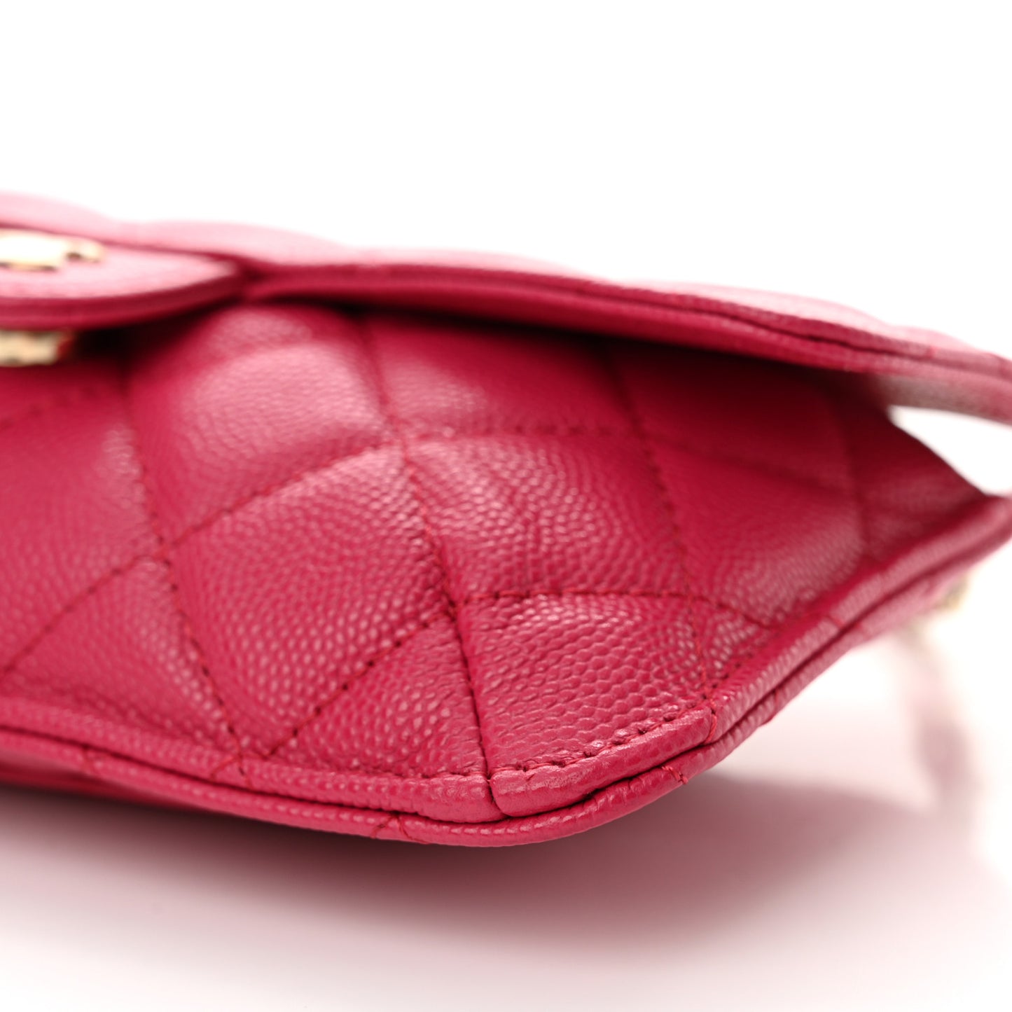 Caviar Fabric Quilted Foldable Tote With Chain Pink Multicolor