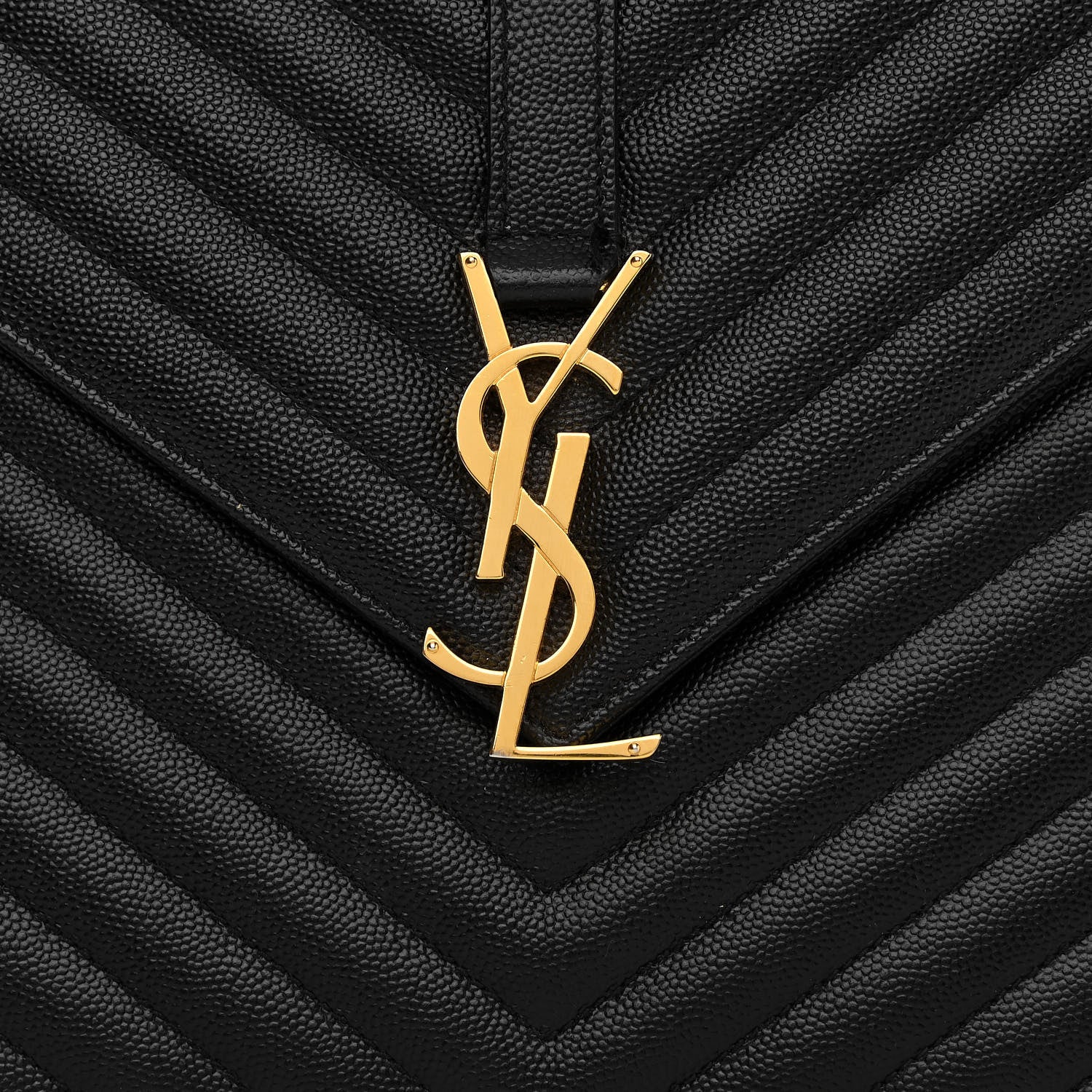 Saint Laurent Grain De Poudre Matelasse Chevron Large Monogram Satchel Black 8 of 11