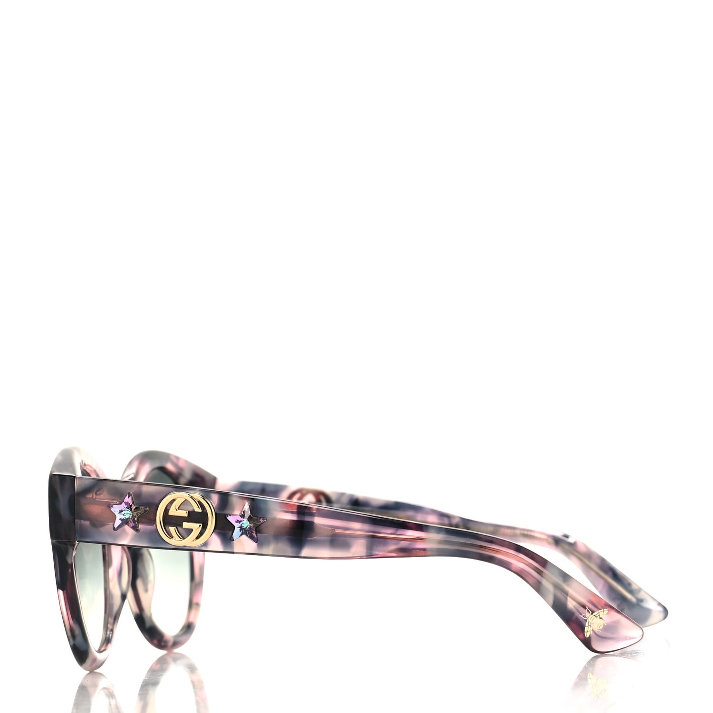 Round Frame GG Star Sunglasses GG0207S Grey Pink