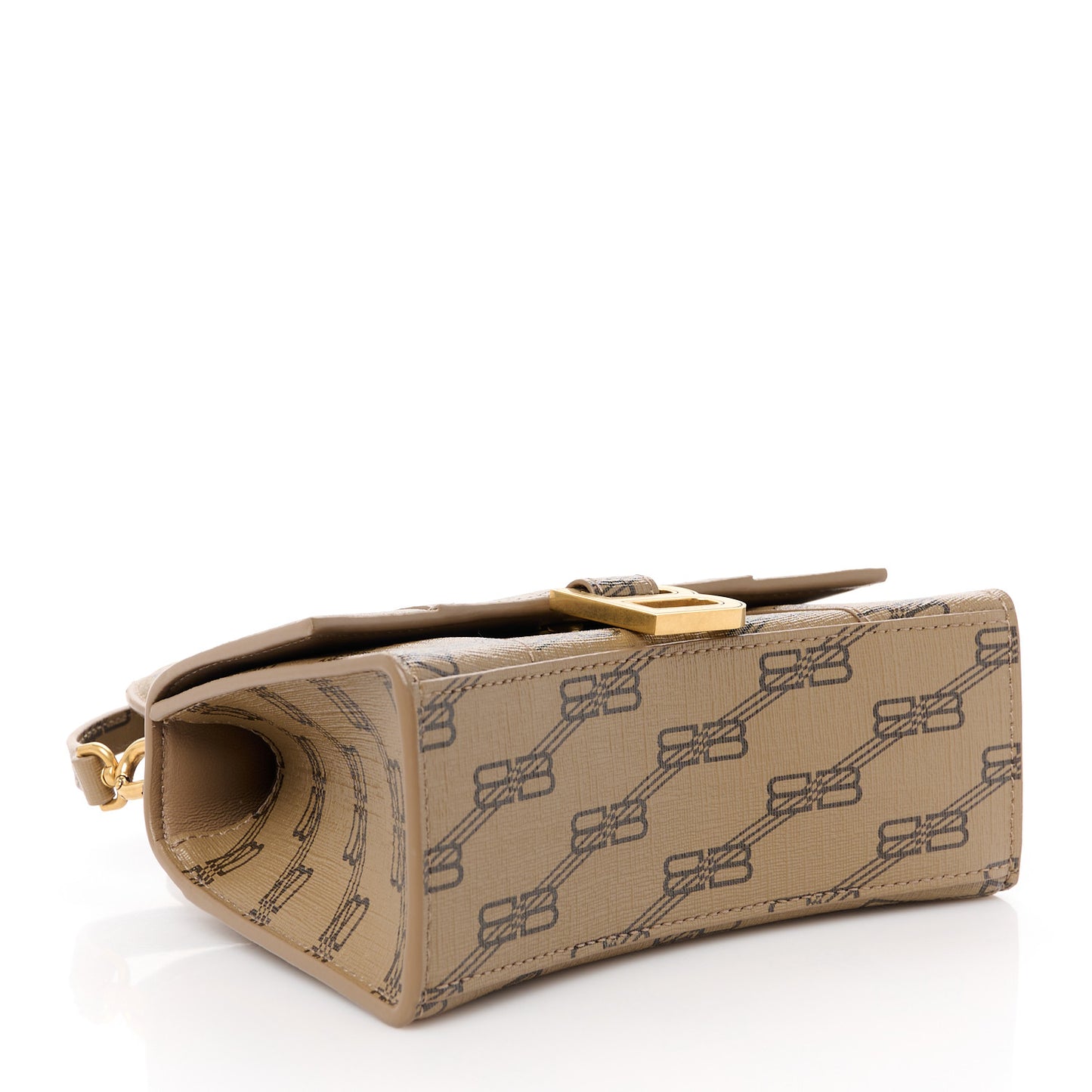 Coated Canvas BB Monogram Hourglass Top Handle Bag XS Beige Brown