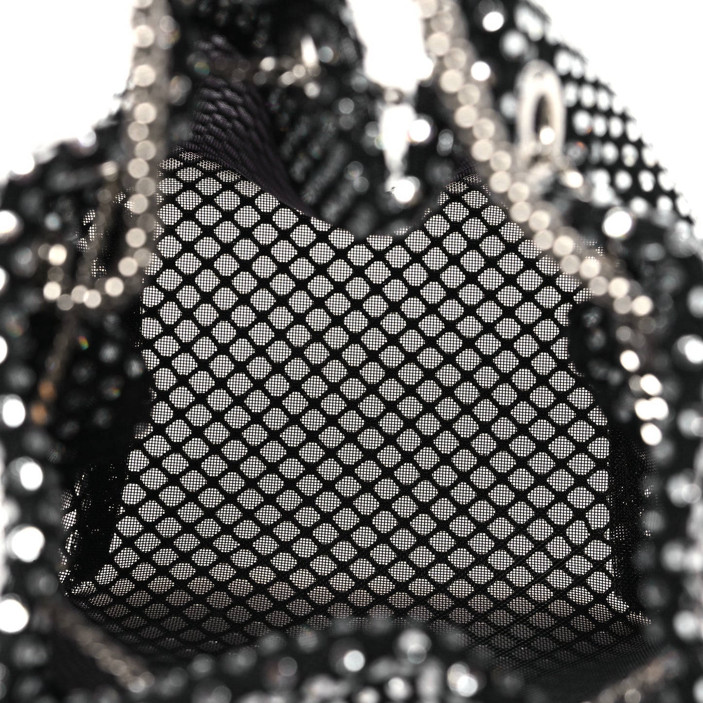Mesh Crystal Bon Bon Bag Black