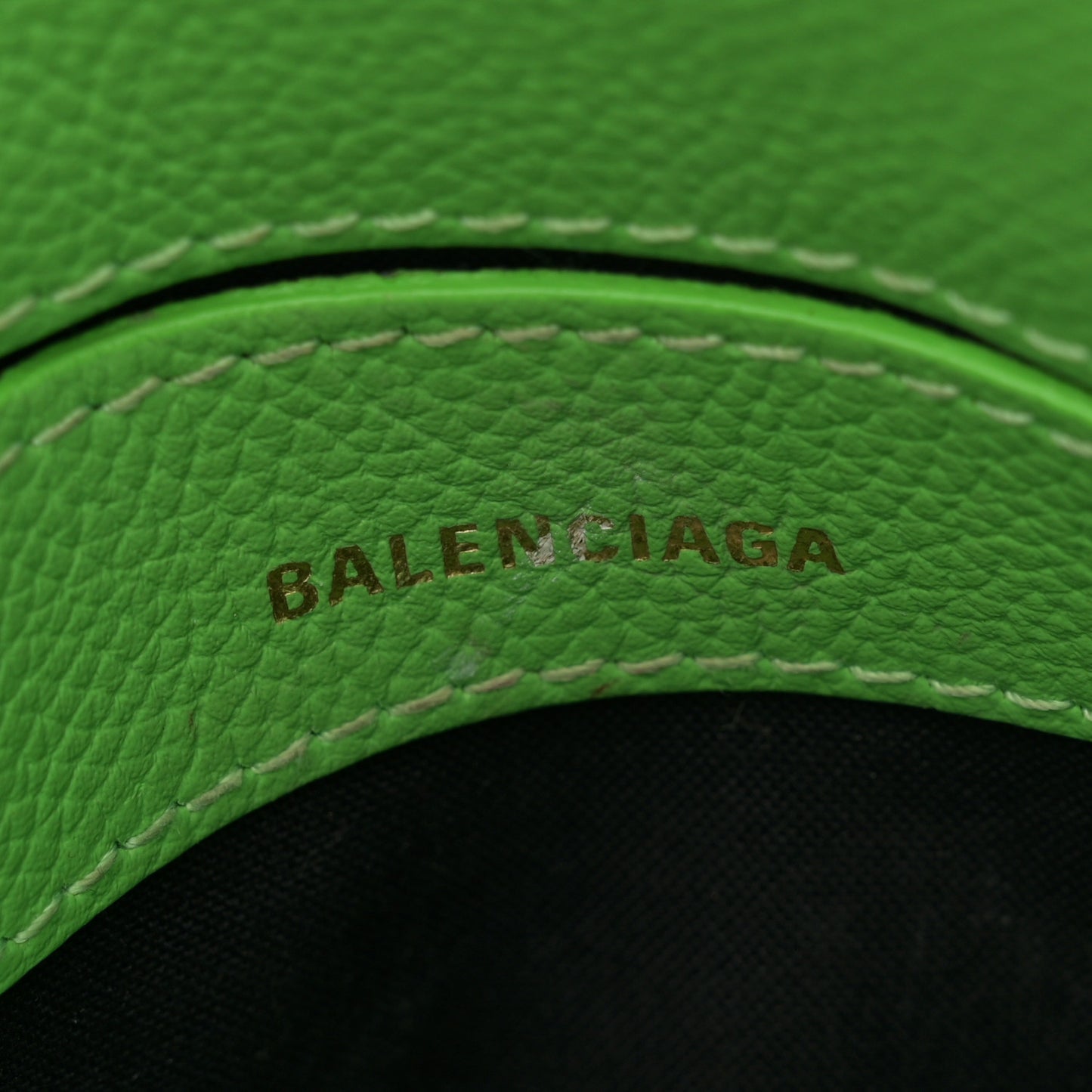 Grained Calfskin Logo XXS Ville Top Handle Bag Light Green Fuchsia