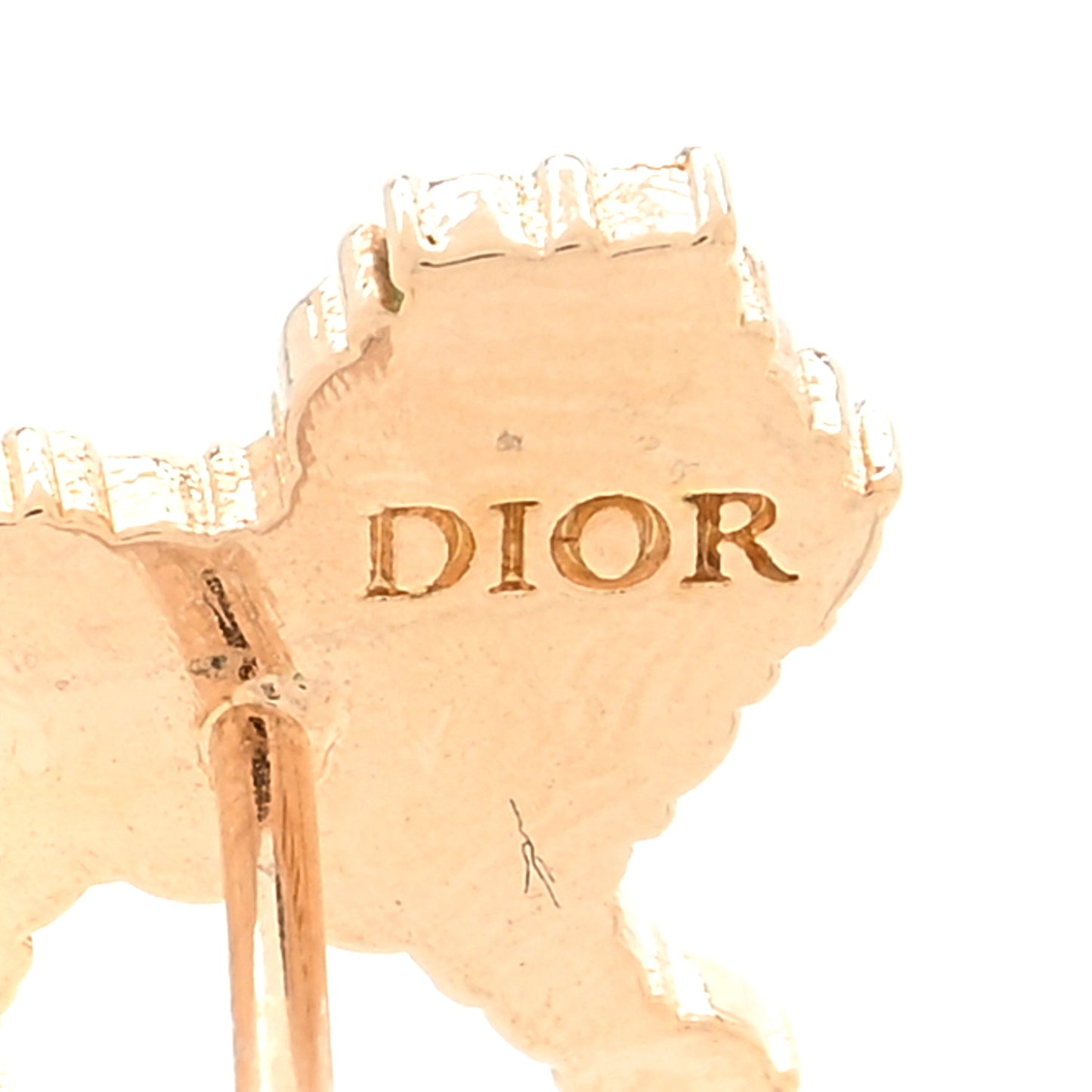 Crystal Diorable Lion Logo Earrings Gold