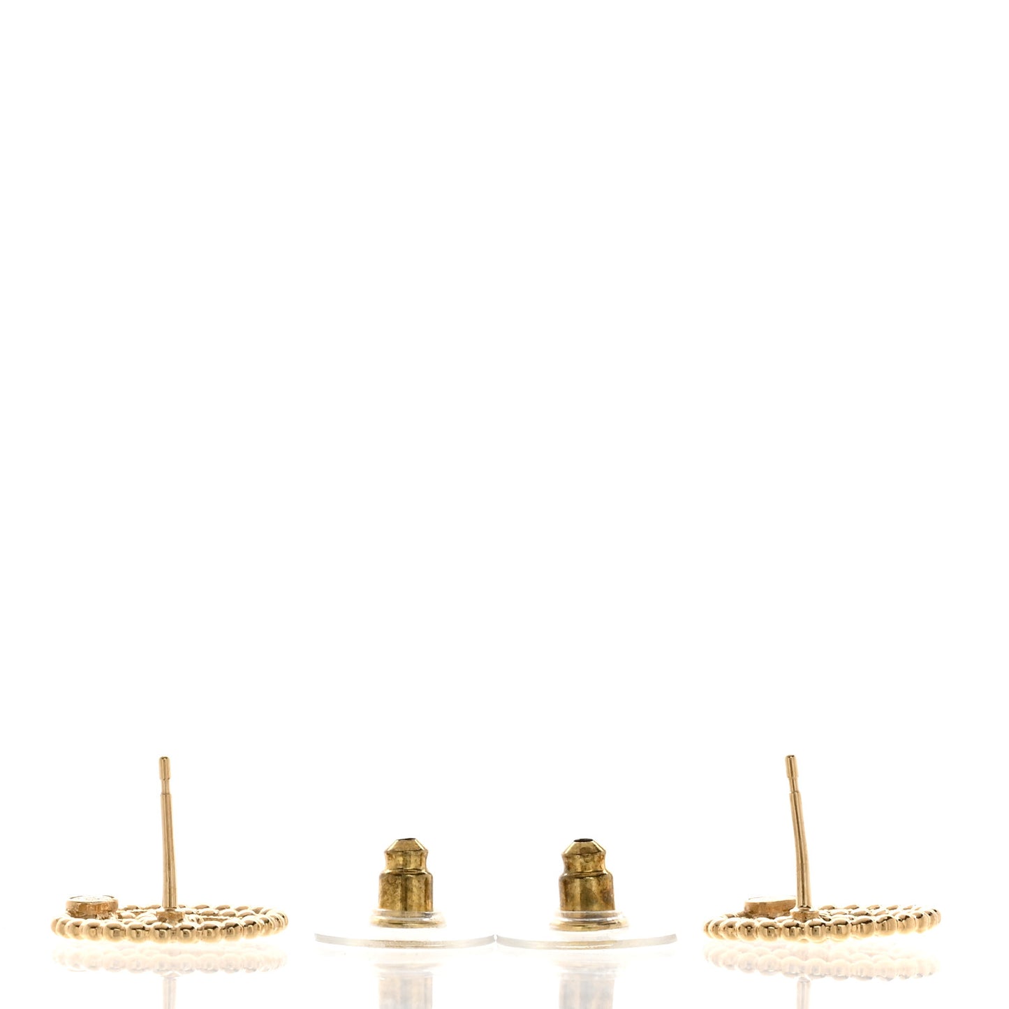 Metal Bead Round CC Stud Earrings Gold