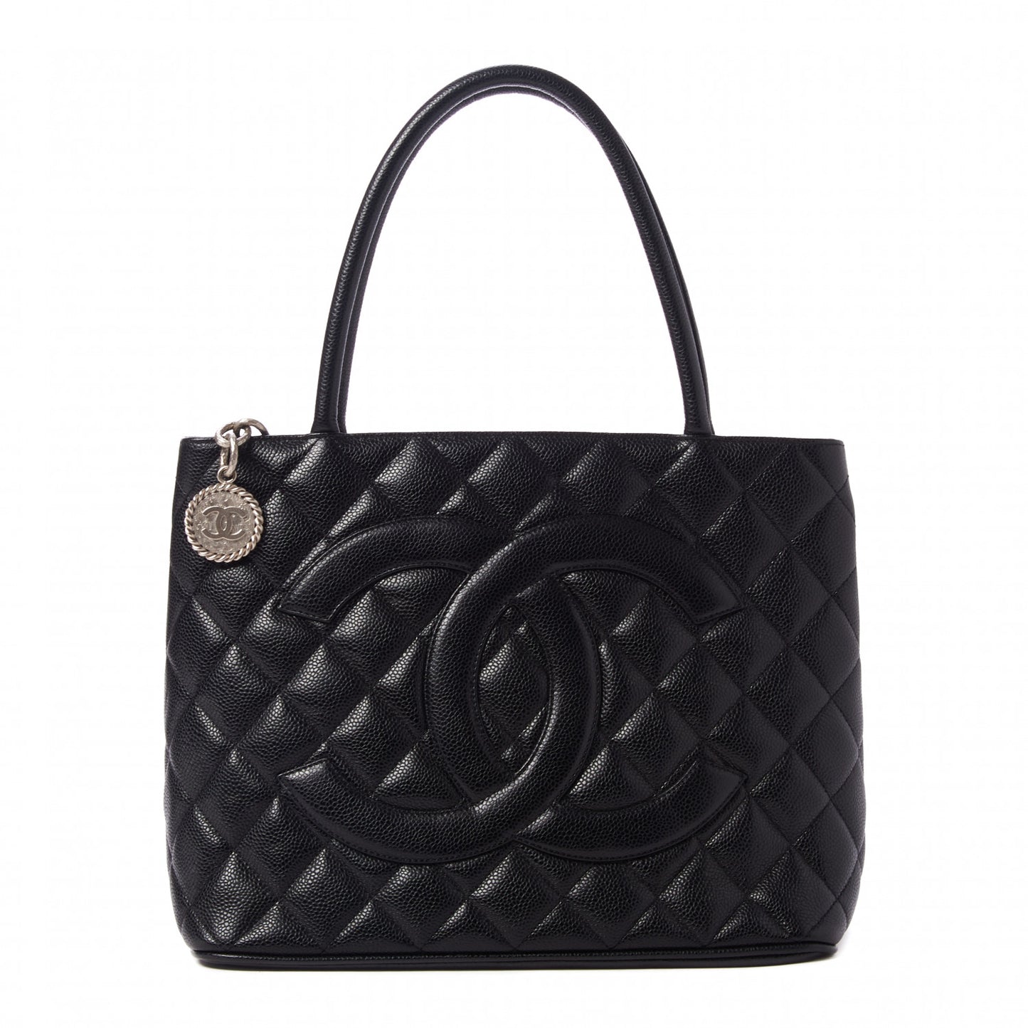 Caviar Quilted Medallion Tote Black