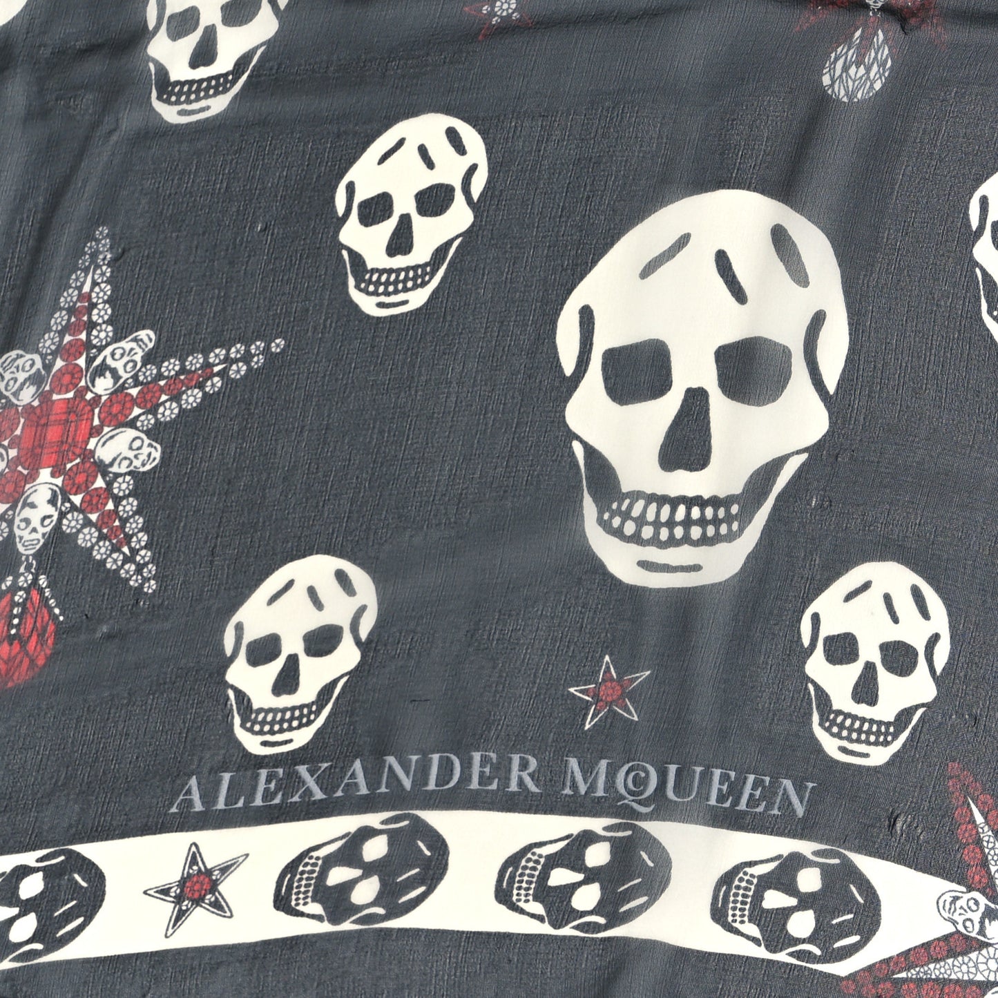 Silk Chiffon Star Skull Scarf Black Ivory