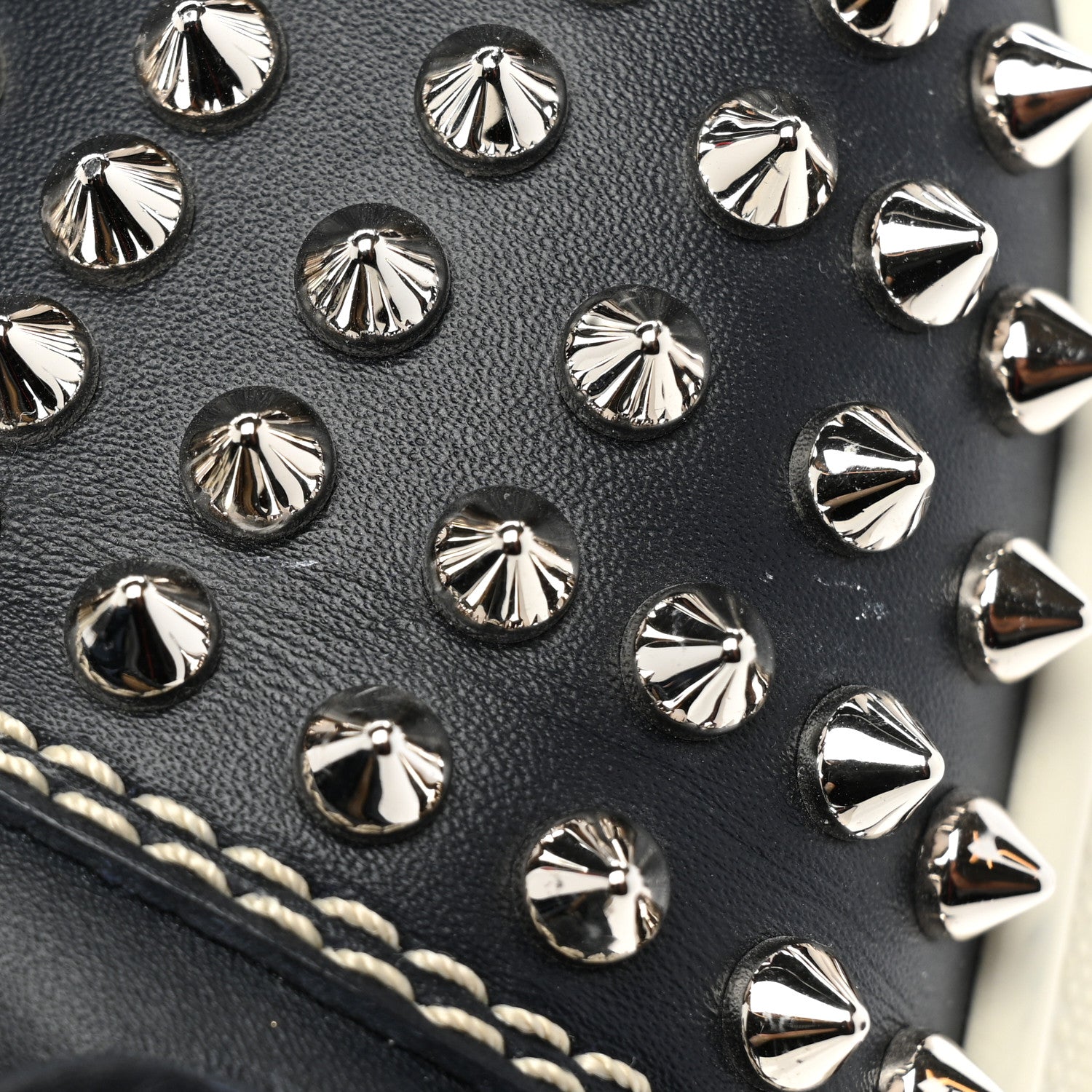 Christian Louboutin Calfskin Mens Louis Spikes Flat Sneakers 44 Navy Black 14 of 14