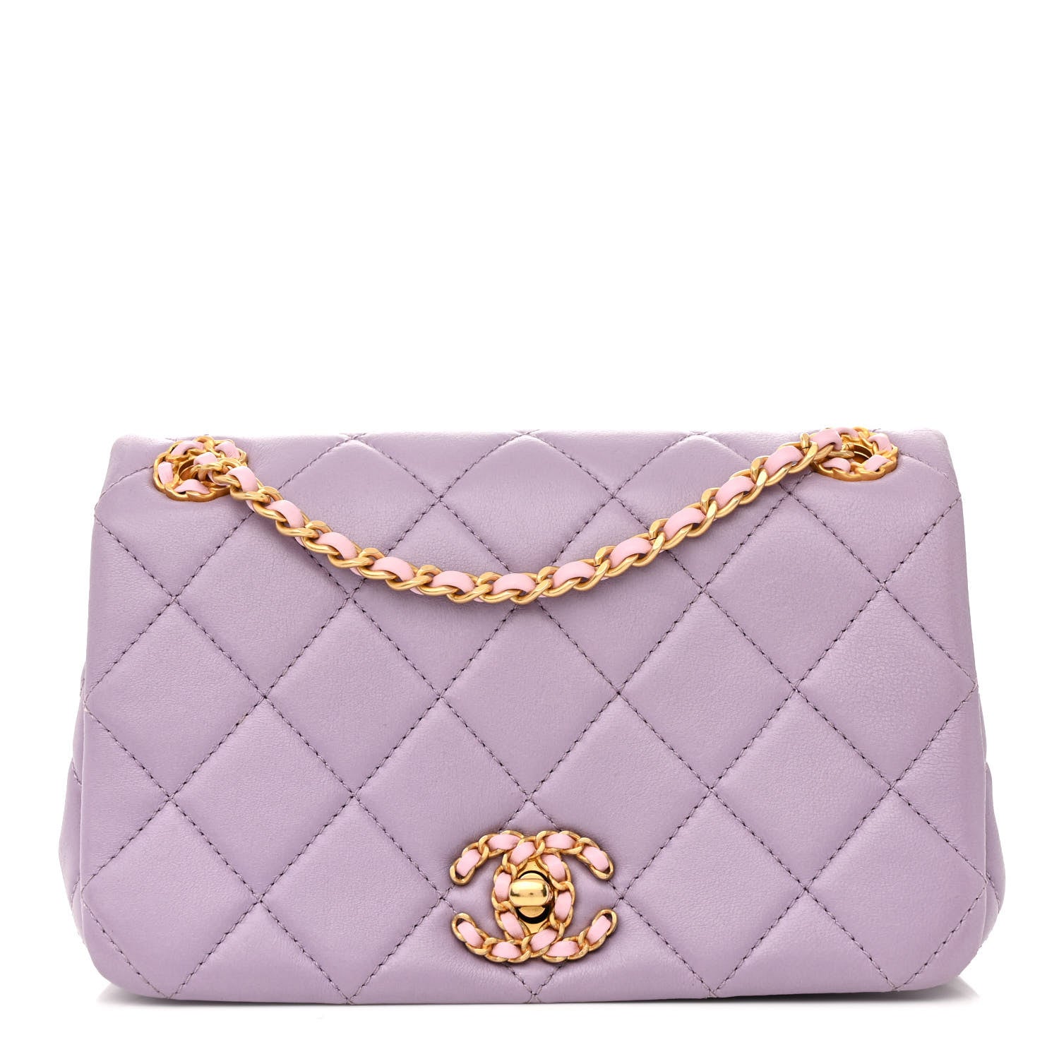 Chanel Lambskin Quilted Braided CC Small Flap Lilac 1719601