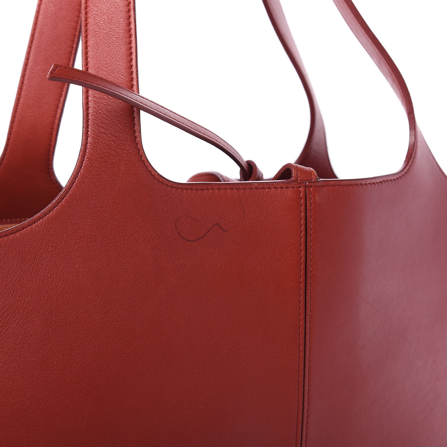 Celine Calfskin Medium Tri-Fold Bag Red Wood 10 of 11