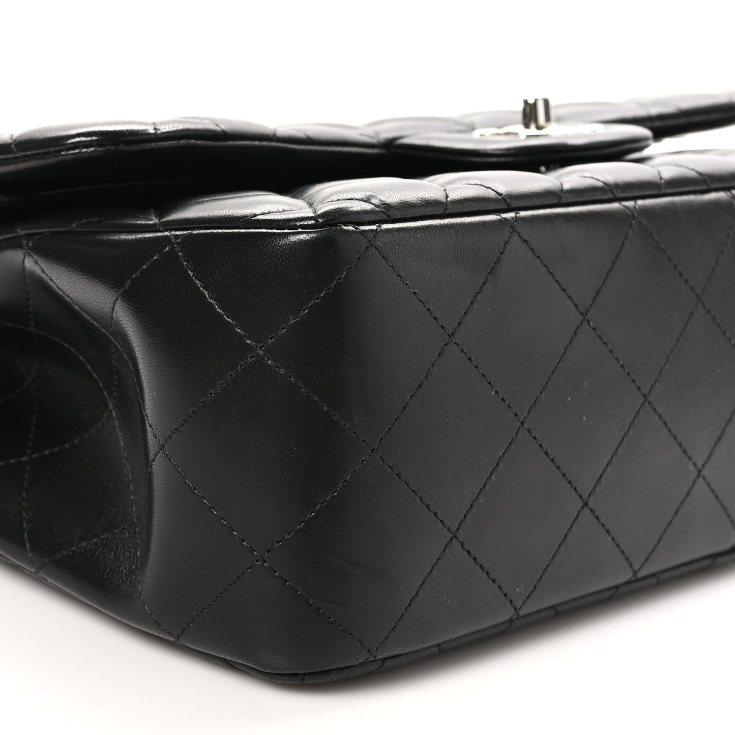 Lambskin Quilted Jumbo Double Flap Black