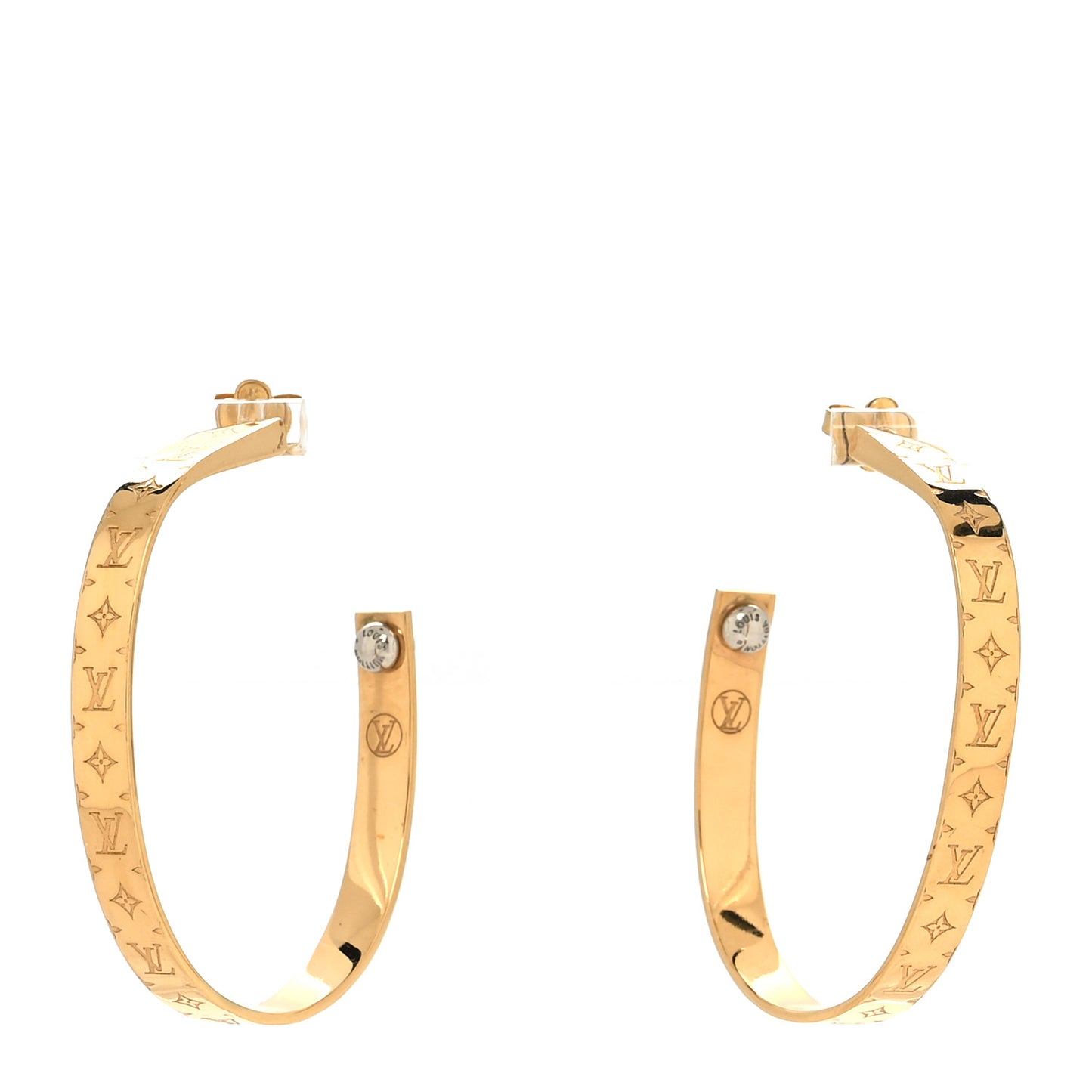 Metal Nanogram Hoop Earrings Gold