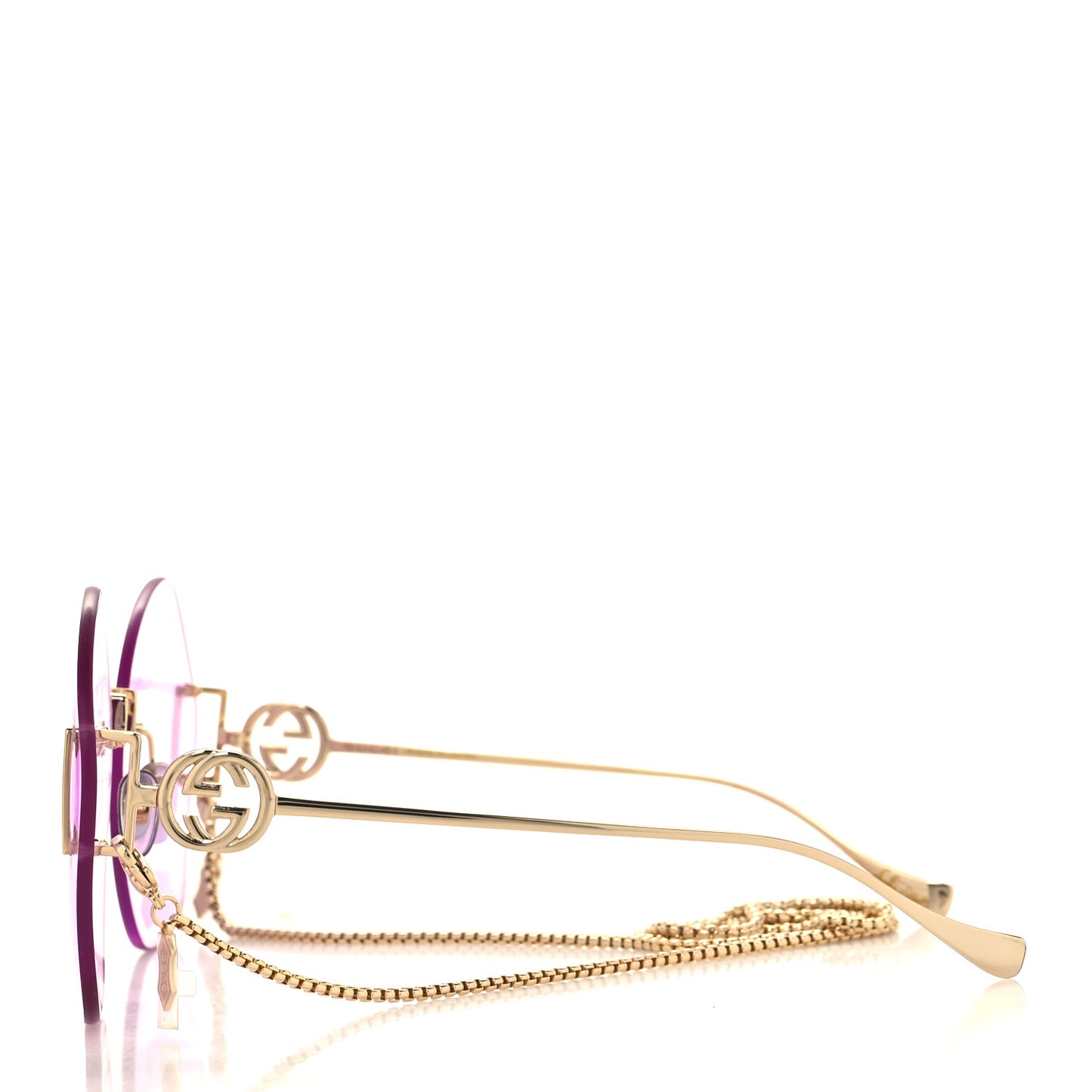 Metal Round Chain Sunglasses GG1203S Gold Purple