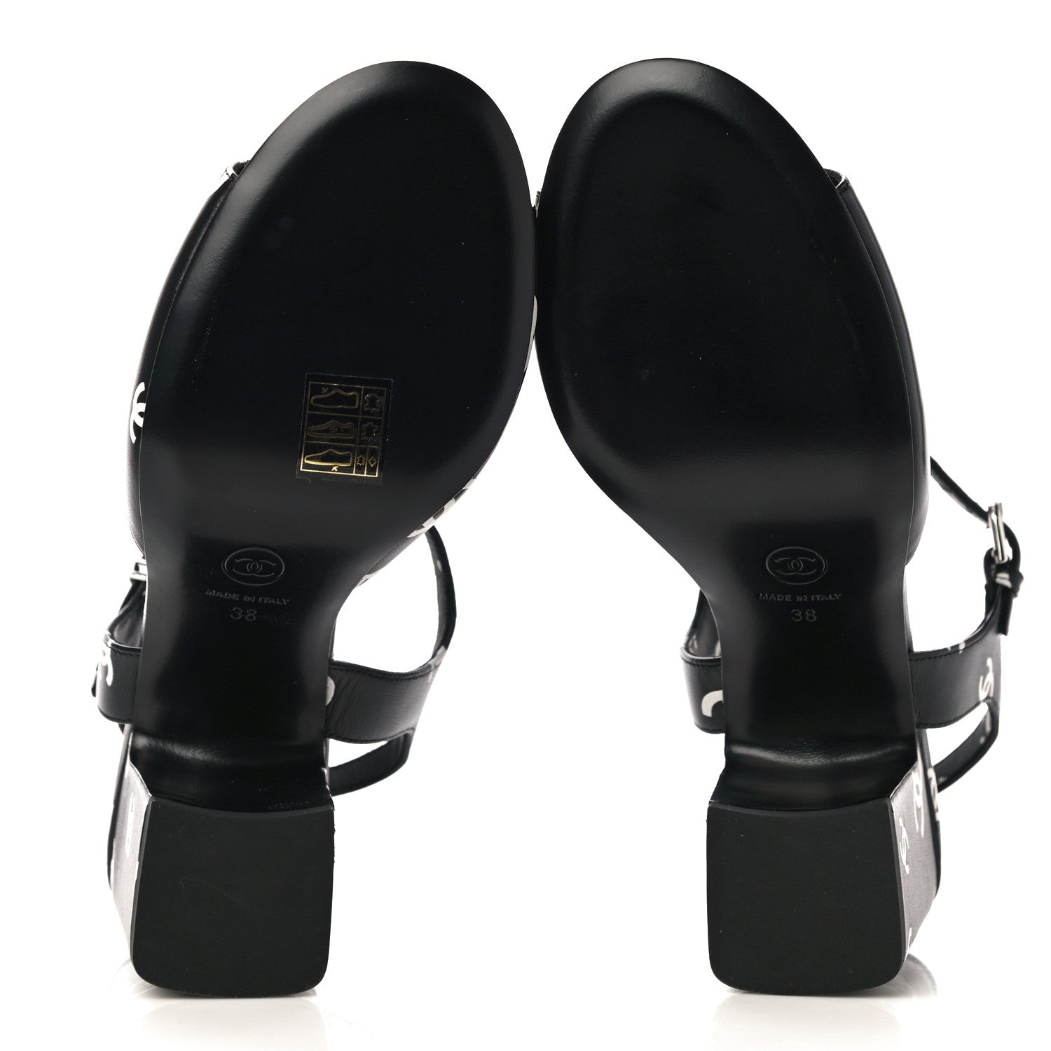 Chanel Printed Lambskin CC Sandals 38 Black 5 of 9