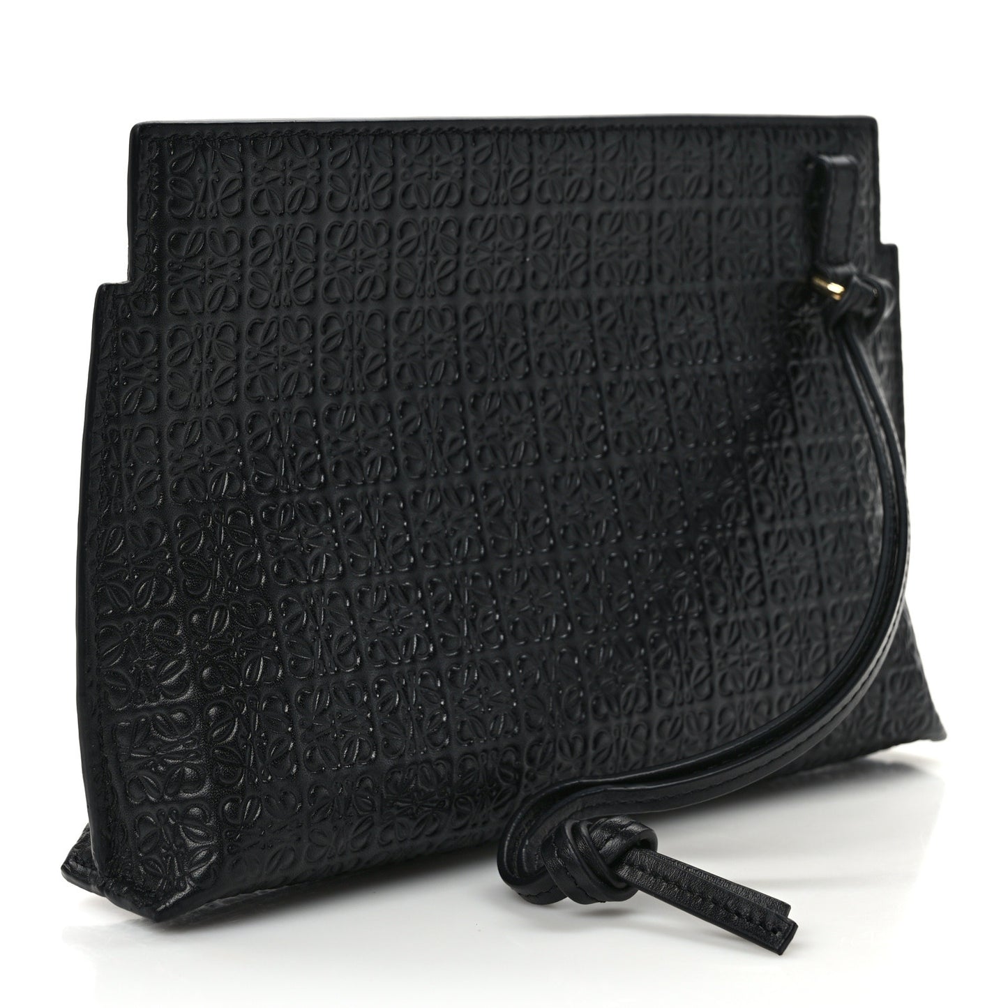 Calfskin Embossed Mini Repeat T Pouch Black
