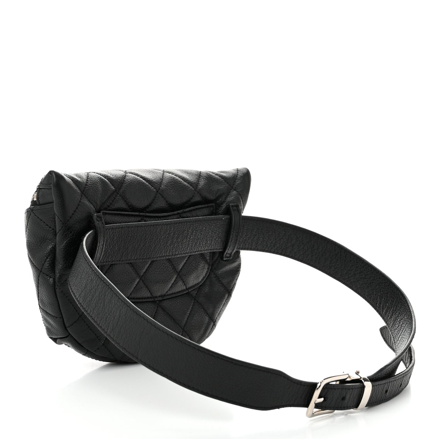 Grained Calfskin Quilted Waist Belt Bag Black