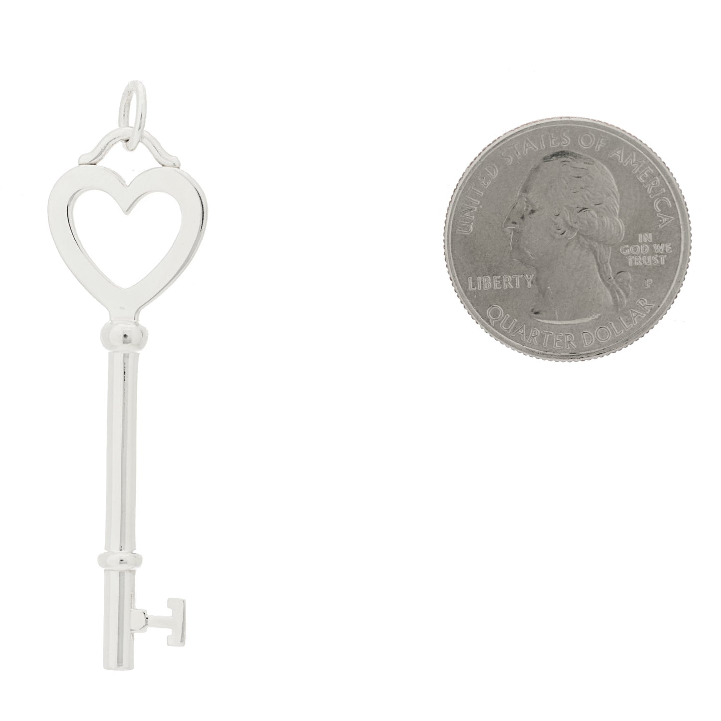 Sterling Silver Large Heart Key Pendant