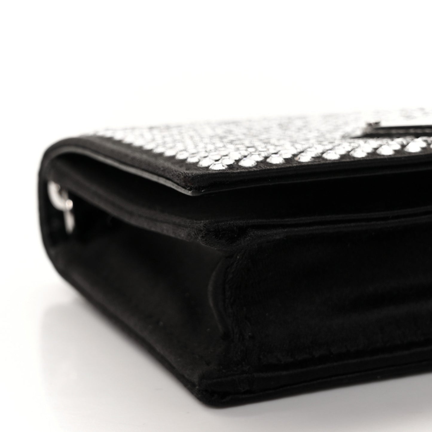 Satin Crystal Metal Triangle Logo Card Holder With Strap Cristal