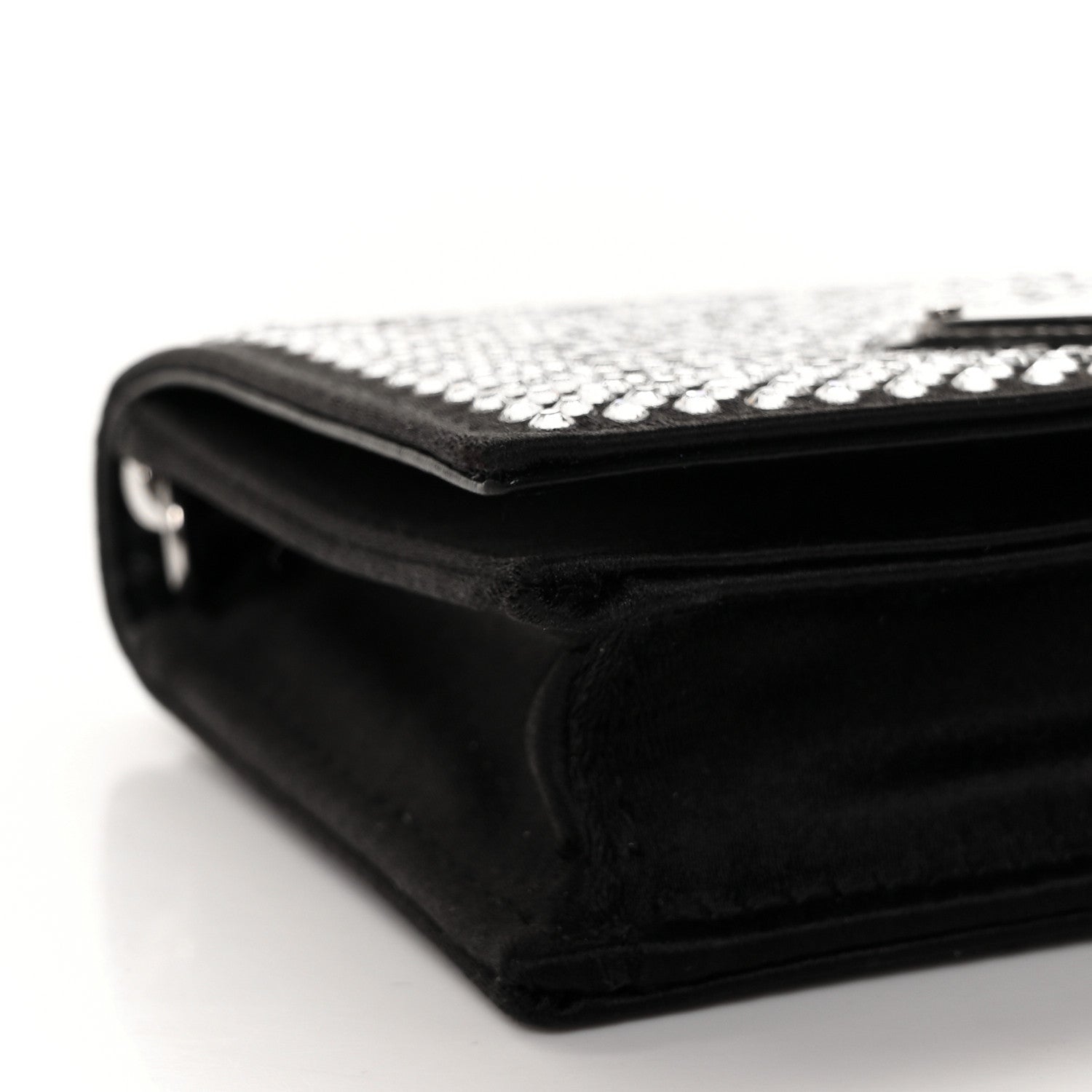 Prada Satin Crystal Metal Triangle Logo Card Holder With Strap Cristal 6 of 7