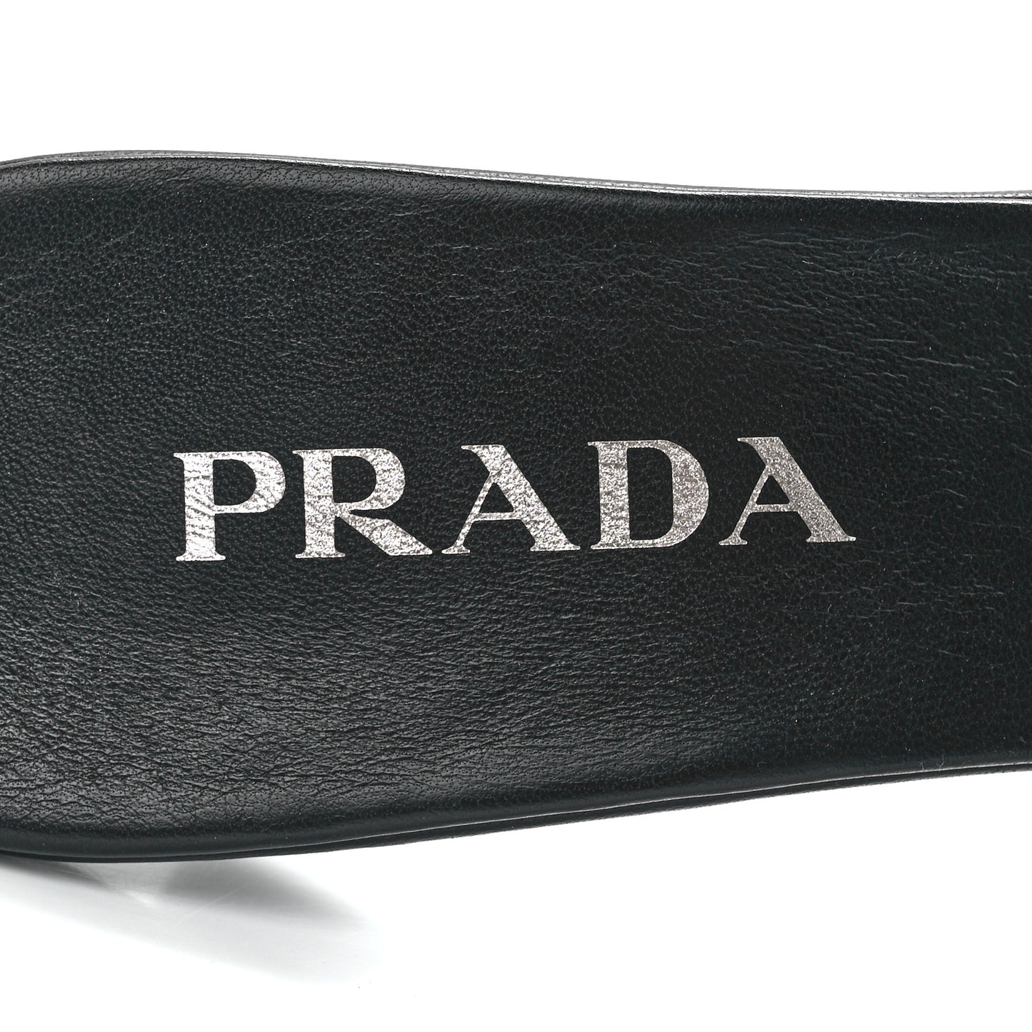 Nappa Soft Padded Metal Triangle Logo 65mm Slide Sandals 40 Black