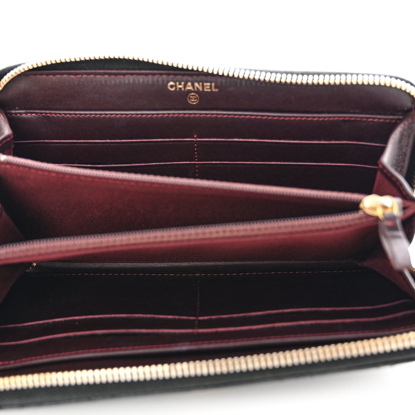Caviar Quilted Large Gusset Zip Around Wallet Black