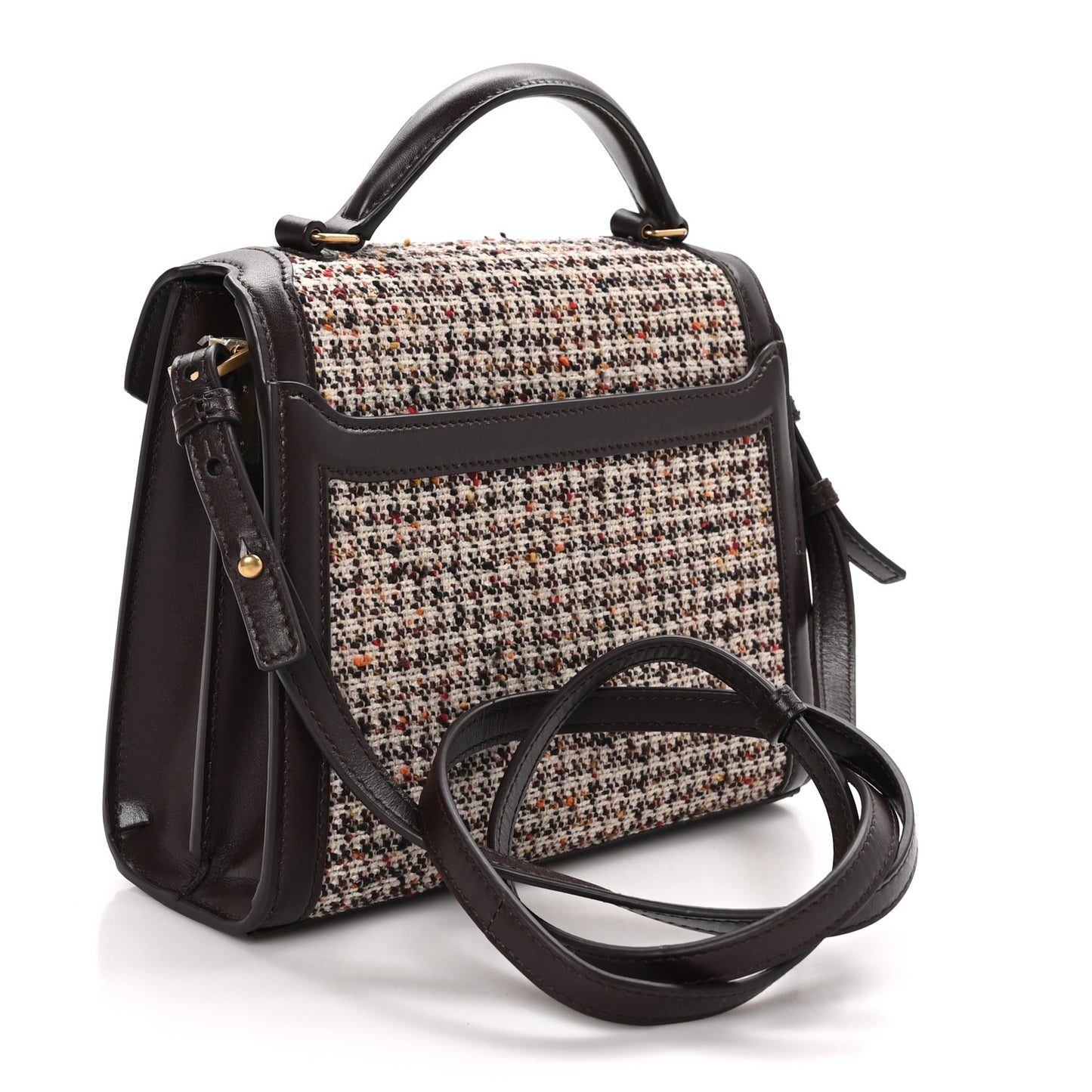 Tweed Calfskin Mini Classic Monogram Cassandra Top Handle Umber