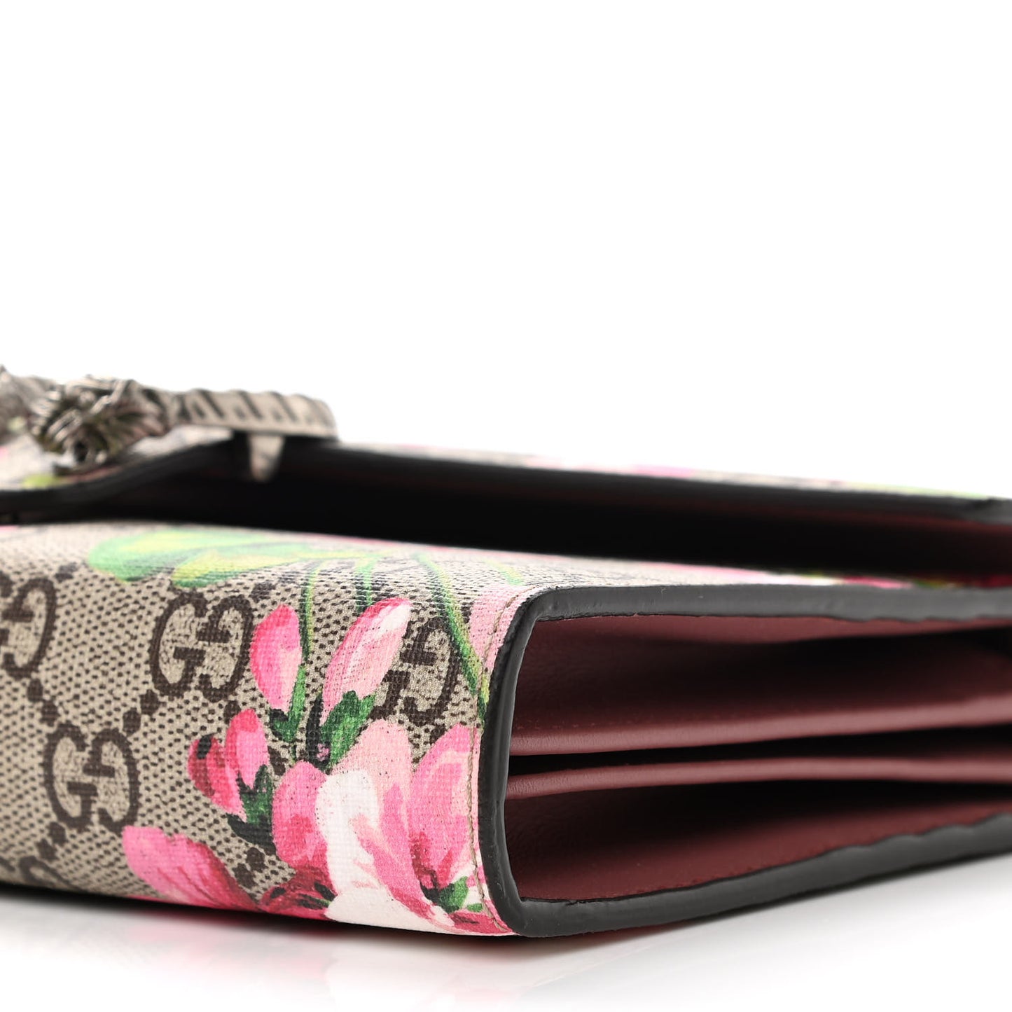 GG Supreme Monogram Blooms Mini Dionysus Chain Wallet Beige Multicolor Dry Rose