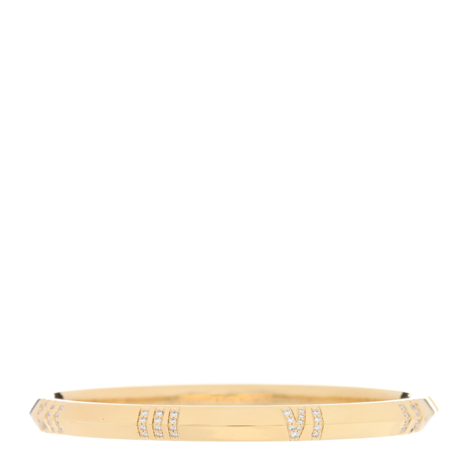 Tiffany 18K Yellow Gold Diamond Atlas Closed Narrow Hinged Bangle Bracelet 1 of 4
