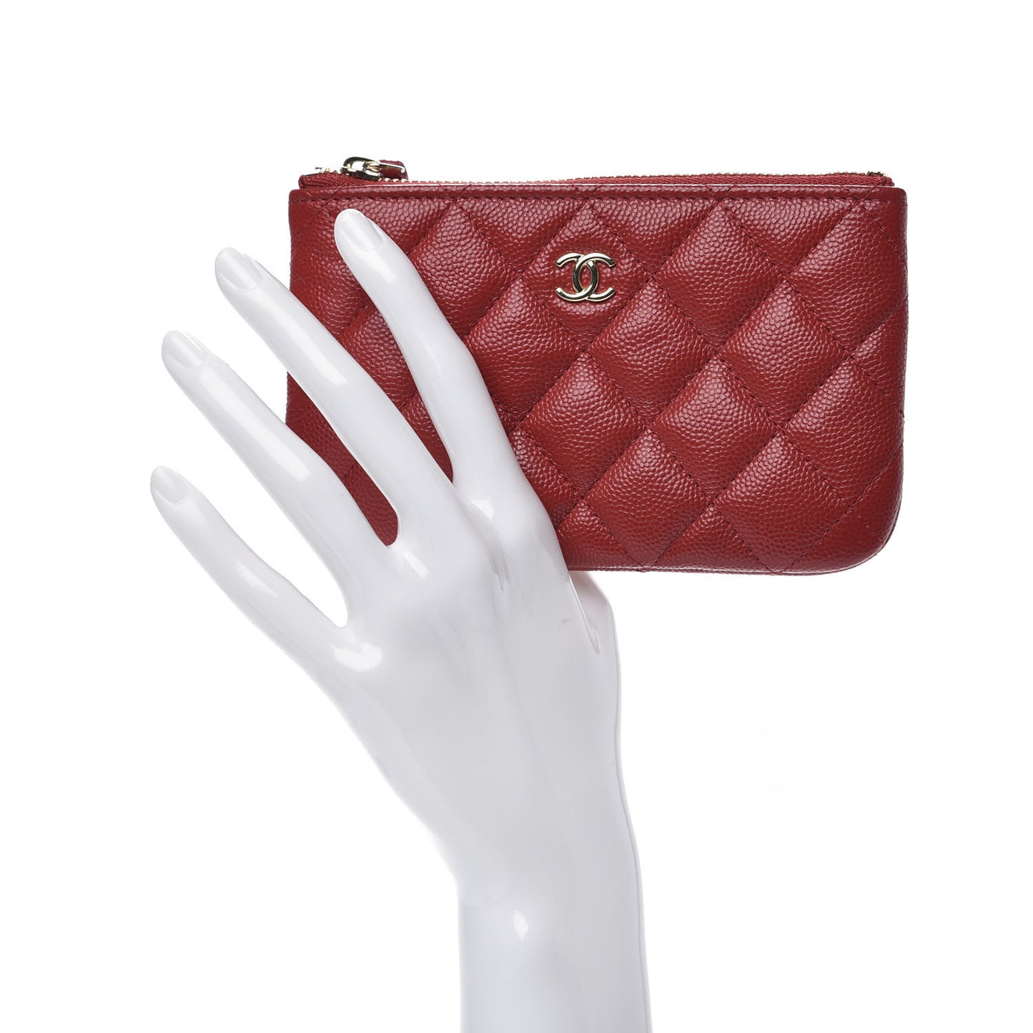 Caviar Quilted Small Cosmetic Case Red