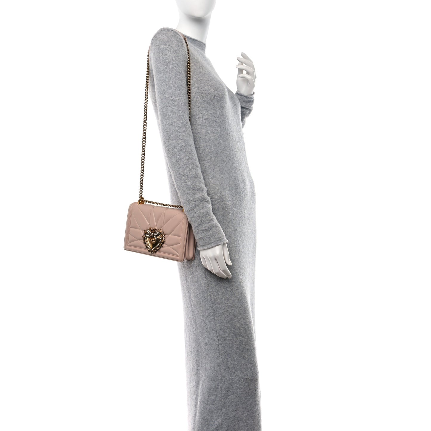 DOLCE & GABBANA Calfskin Medium Devotion Crossbody Bag Cipria