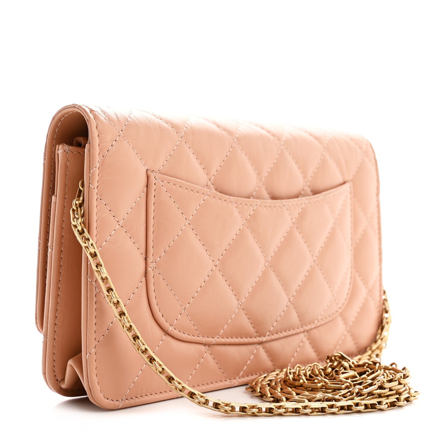 Aged Calfskin Quilted Reissue Wallet On Chain WOC Beige