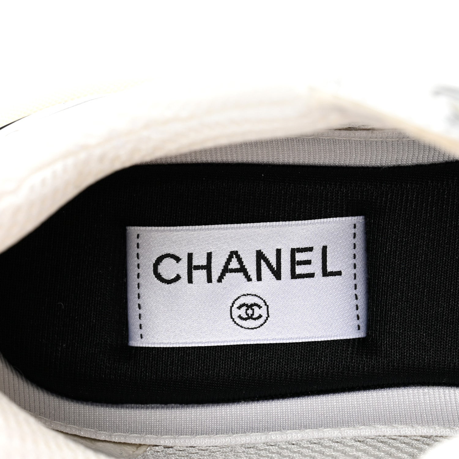 Chanel Fabric Laminated Calfskin Stretch CC Sneakers 39.5 White Silver 8 of 10