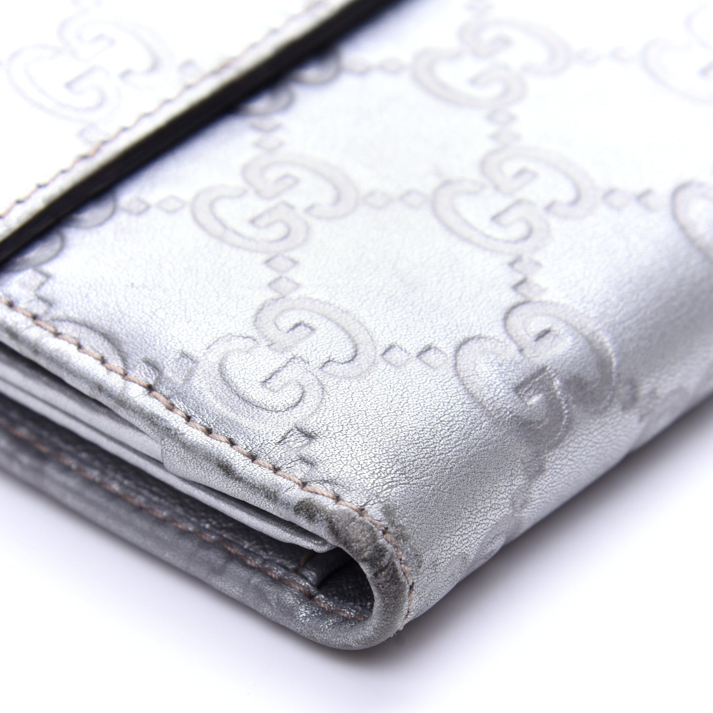 Guccissima Heart Continental Wallet Silver