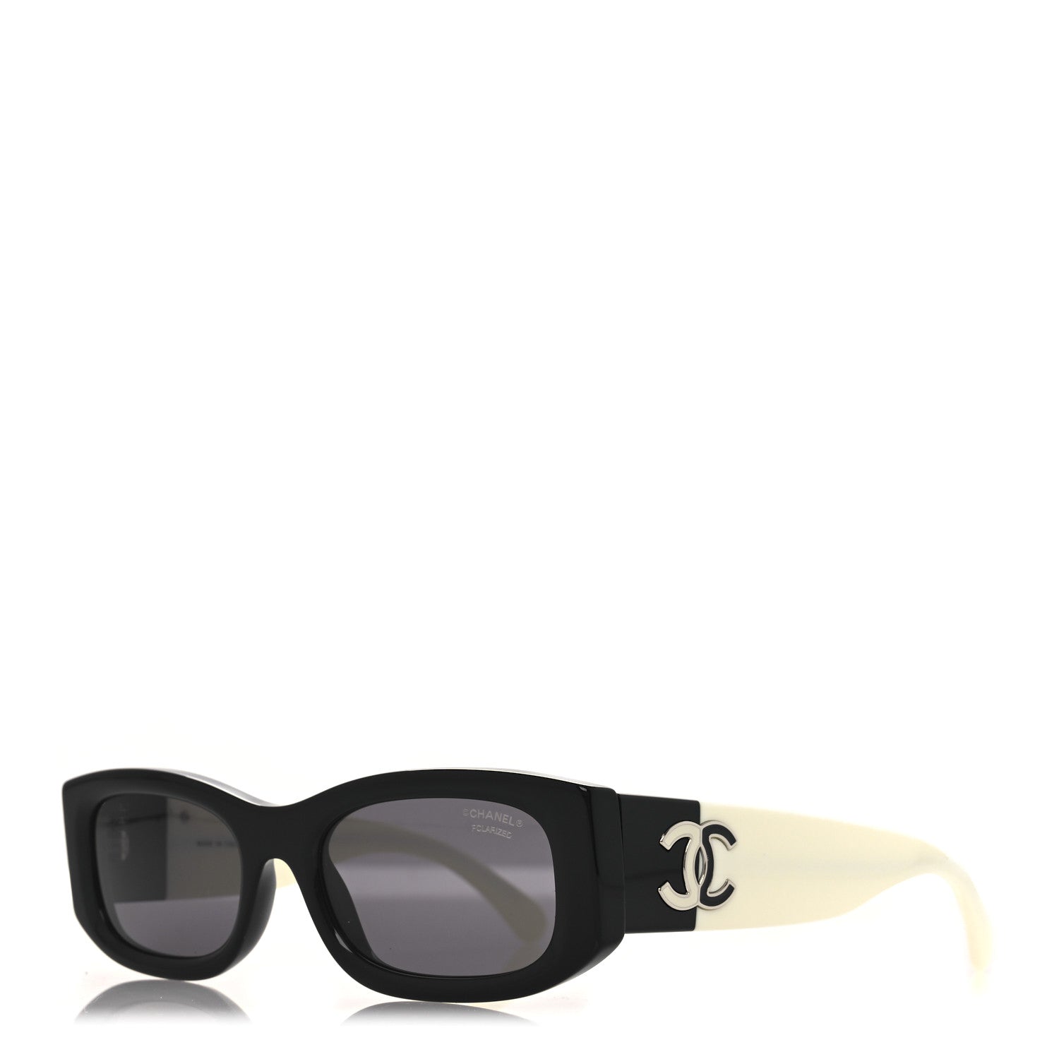 Chanel Acetate Rectangle Sunglasses 5525 Black White 1808263