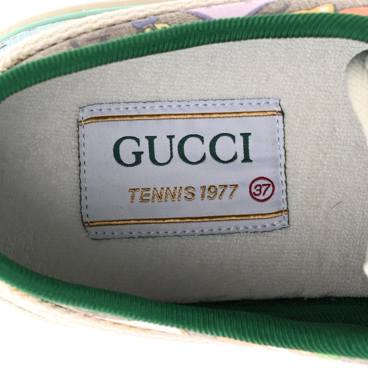 X PIKARAR GG Supreme Monogram Web Animal Print Womens 1977 Tennis Sneakers 37 Beige Ebony Multicolor Mystic White