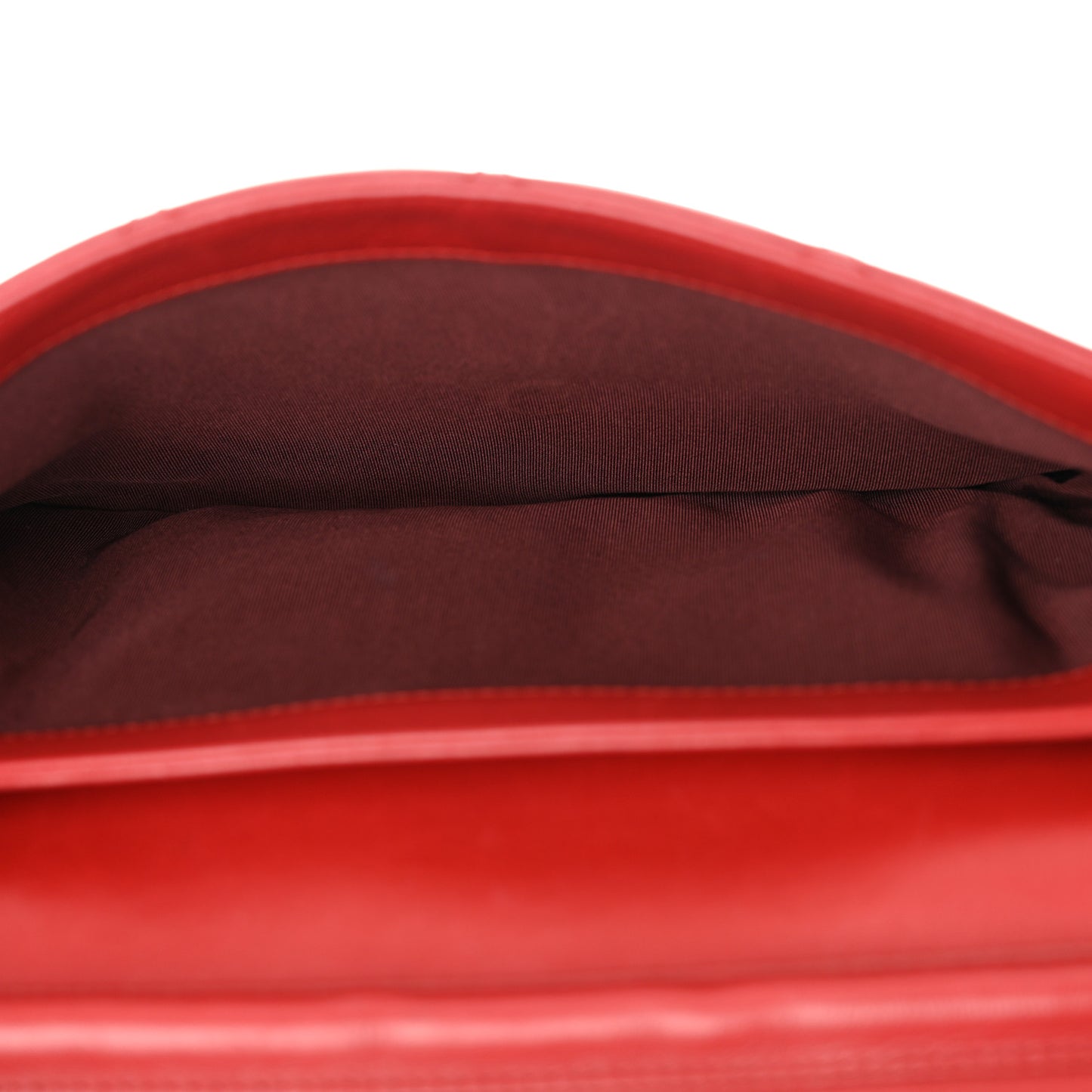 Lambskin Quilted Retro Label Clutch Red