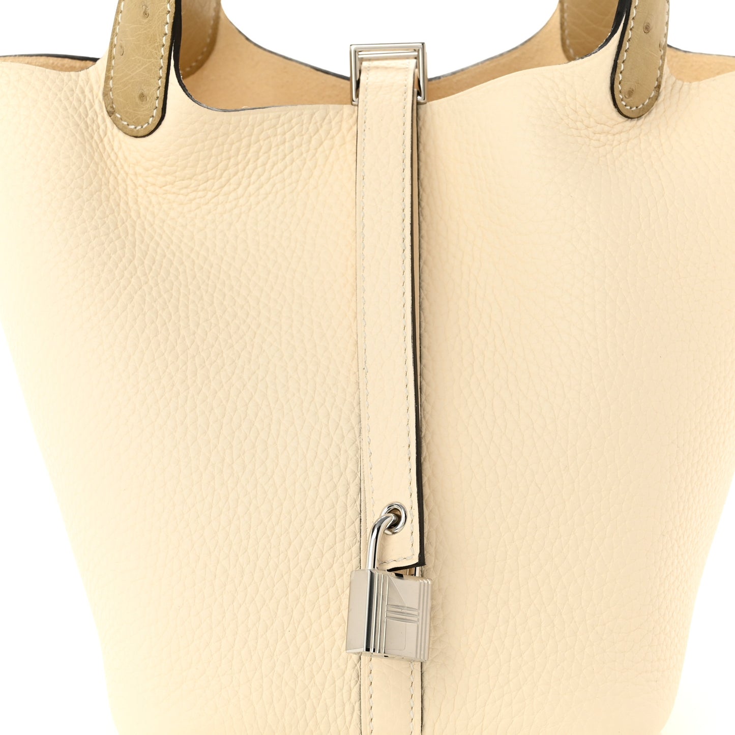 Taurillon Clemence Ostrich Touch Picotin Lock 18 PM Nata Trench
