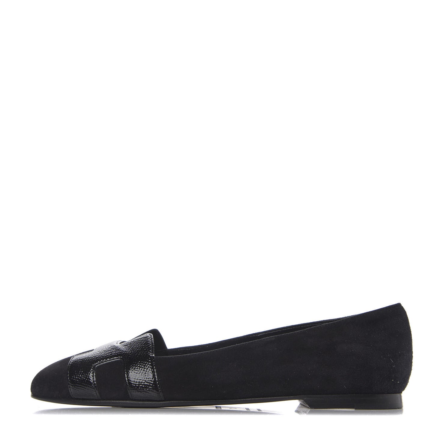Velvet Goatskin Patent Epsom Nice Ballerina Flats 37 Black