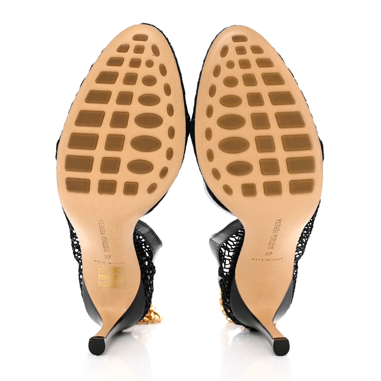 Mesh Nappa Chunky Chain Sandals 37 Black