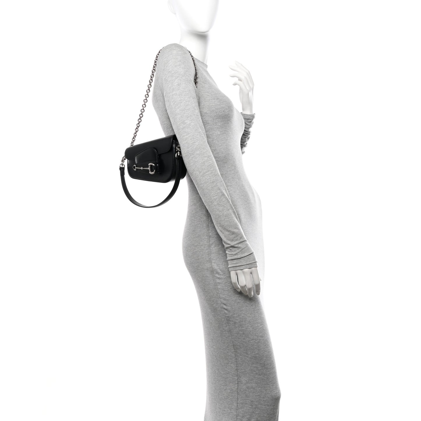 Calfskin Mini Horsebit 1955 Asymmetric Shoulder Bag Black
