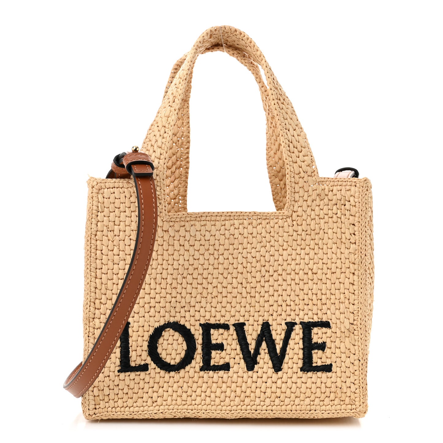 X PAULA'S IBIZA Raffia Font Tote Natural Tan