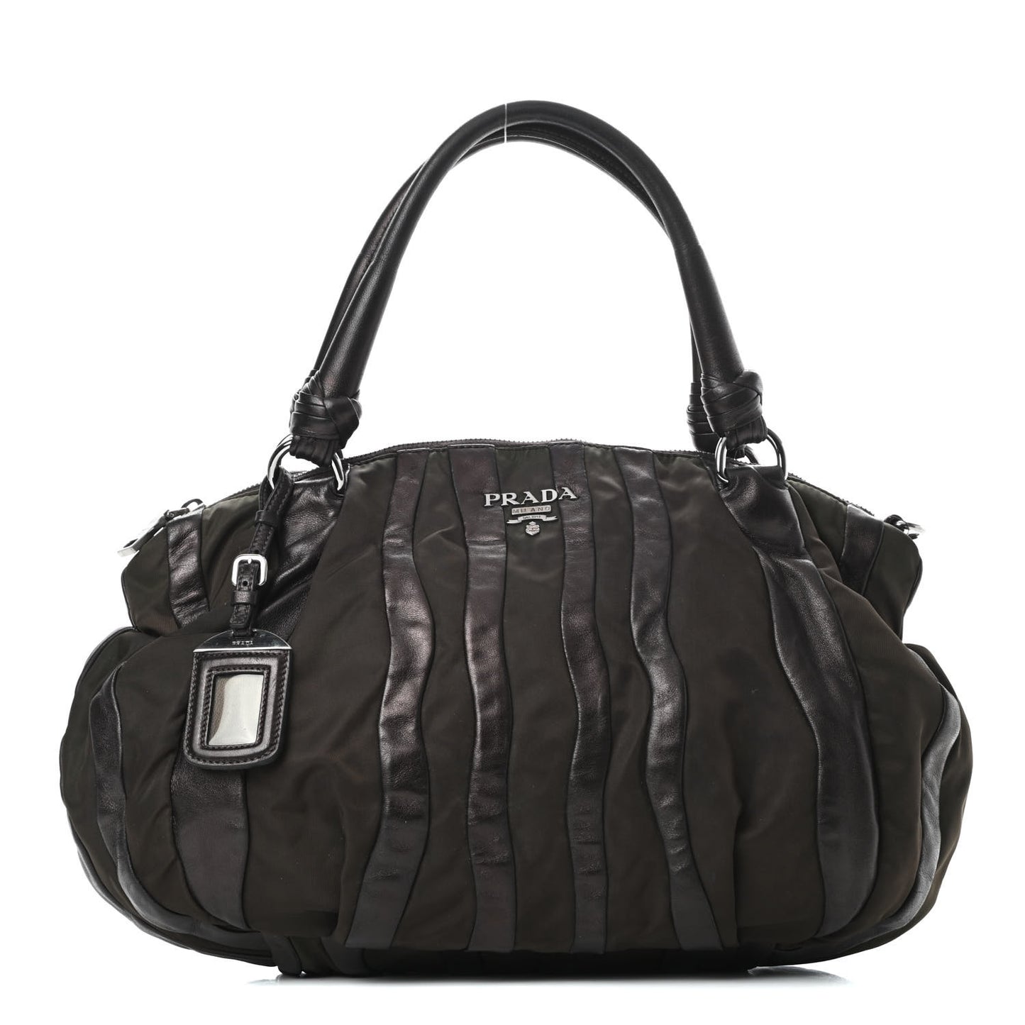 Nappa Tessuto Nylon Mordore Stripes Bag Green