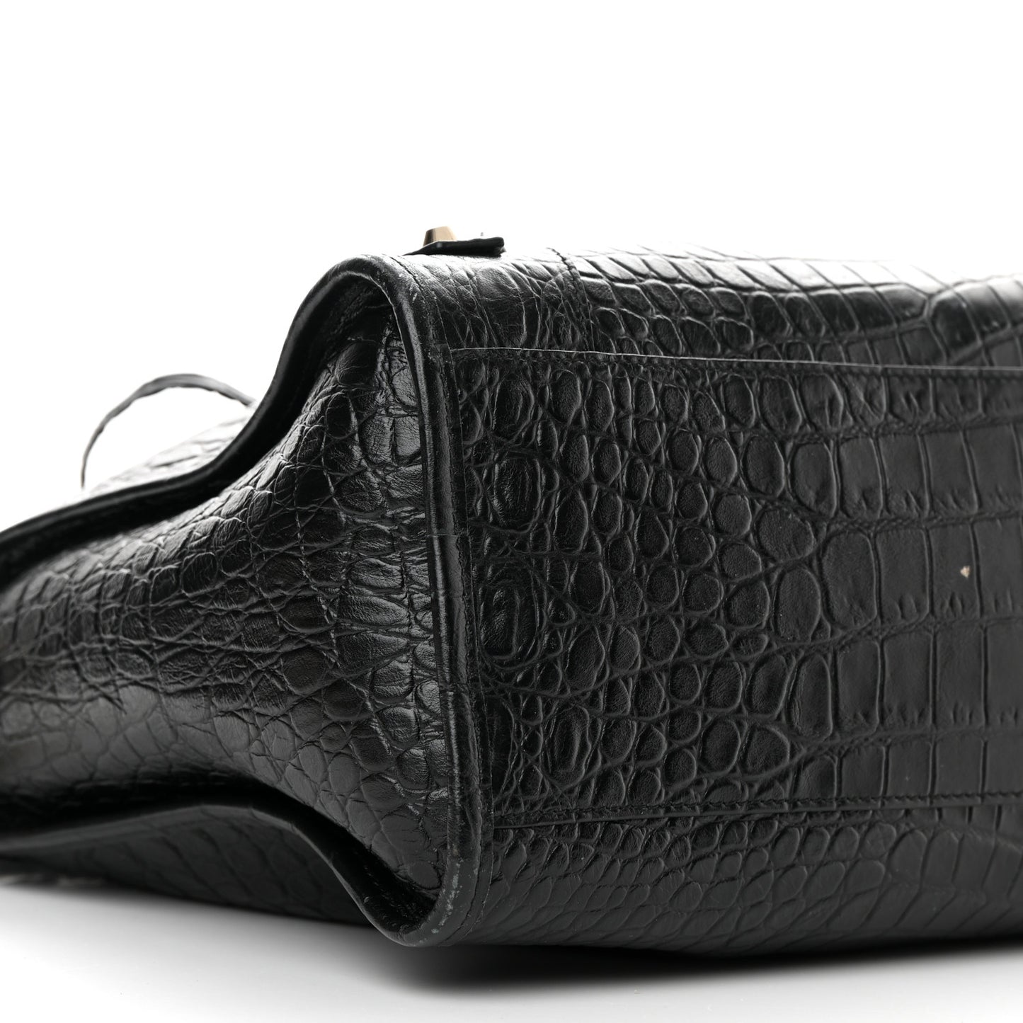 Calfskin Crocodile Embossed Classic Hardware City Black