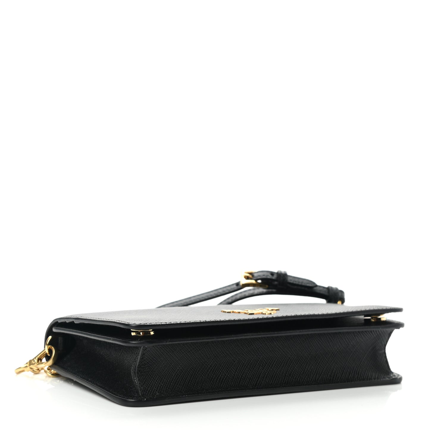 Saffiano Metal Phone Wristlet Crossbody Wallet Black