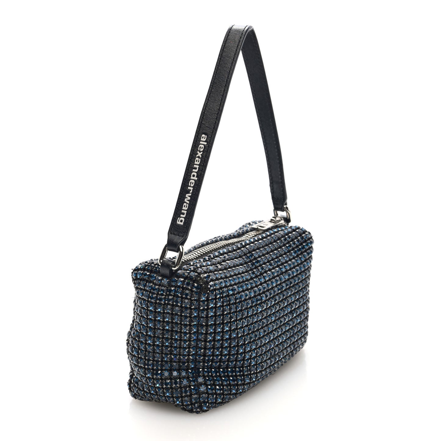 Mesh Crystal Rhinestone Mini Heiress Pouch Navy