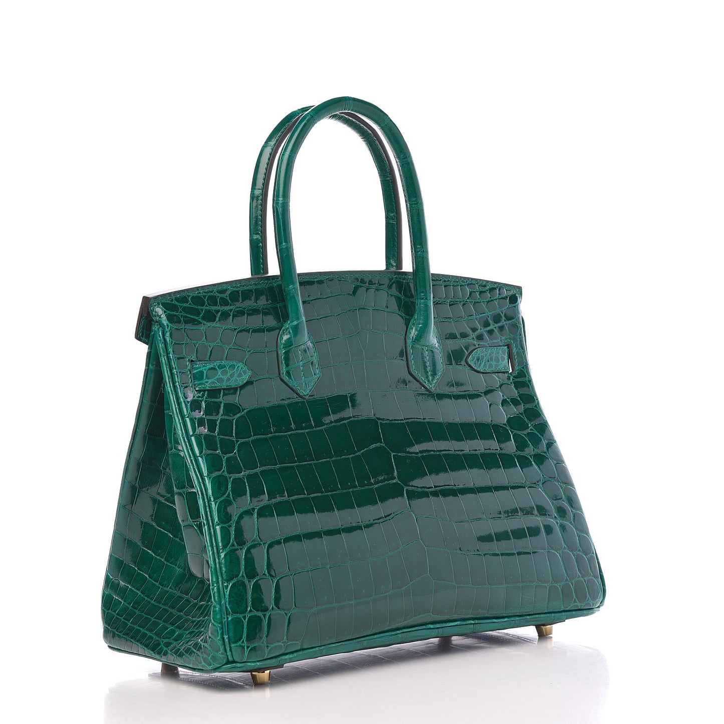 Shiny Niloticus Crocodile Horseshoe Birkin 30 Vert Emeraude Black