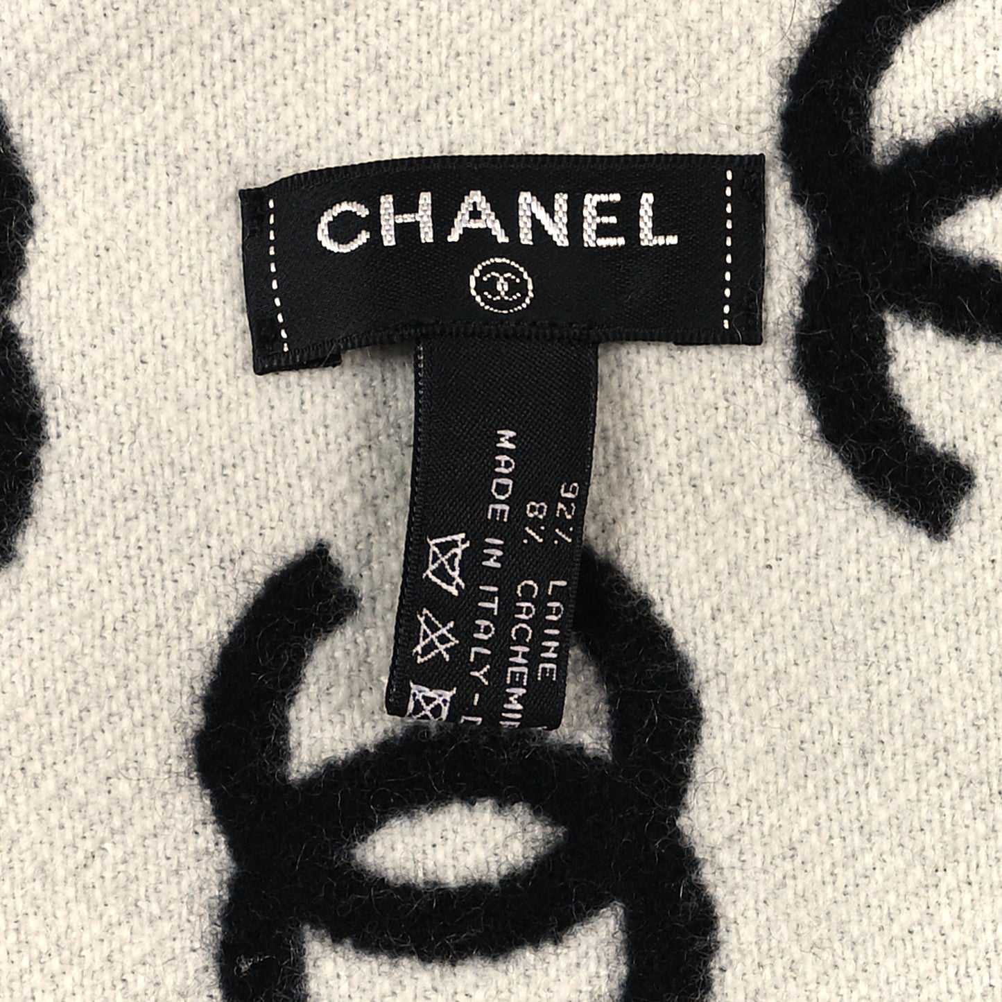 Wool Cashmere CC Scarf Black White