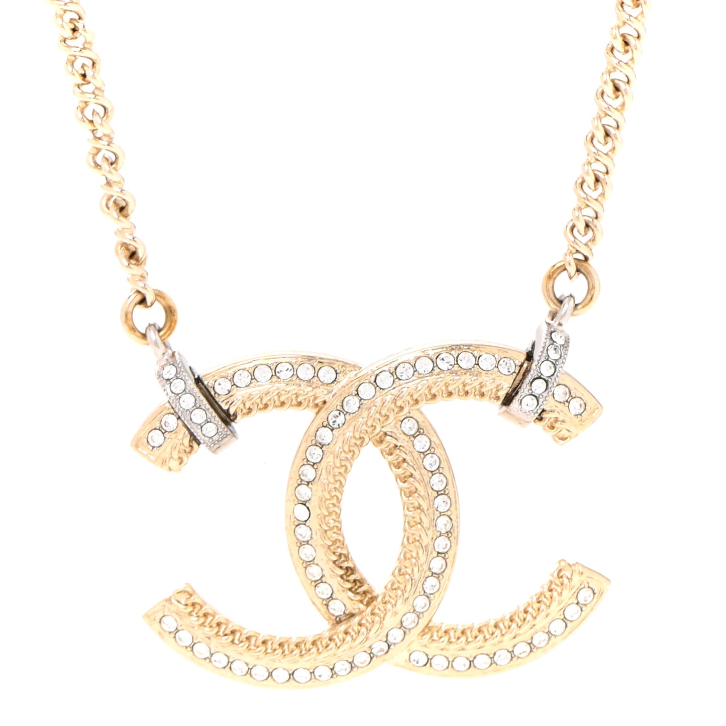 Crystal CC Pendant Necklace Gold