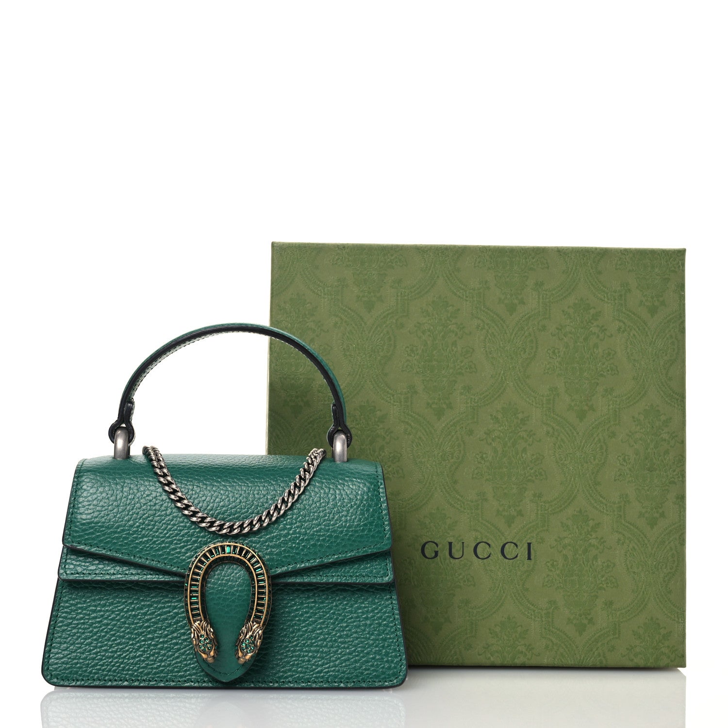 Gucci Dollar Calfskin Crystal Mini Dionysus Top Handle Bag Emerald 11 of 11