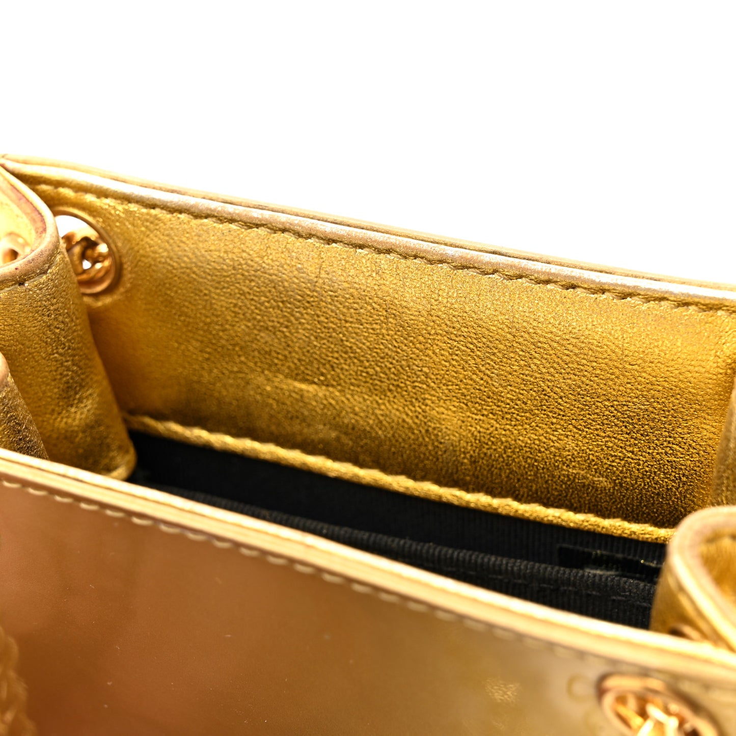 Patent Crossbody CC Phone Holder Gold