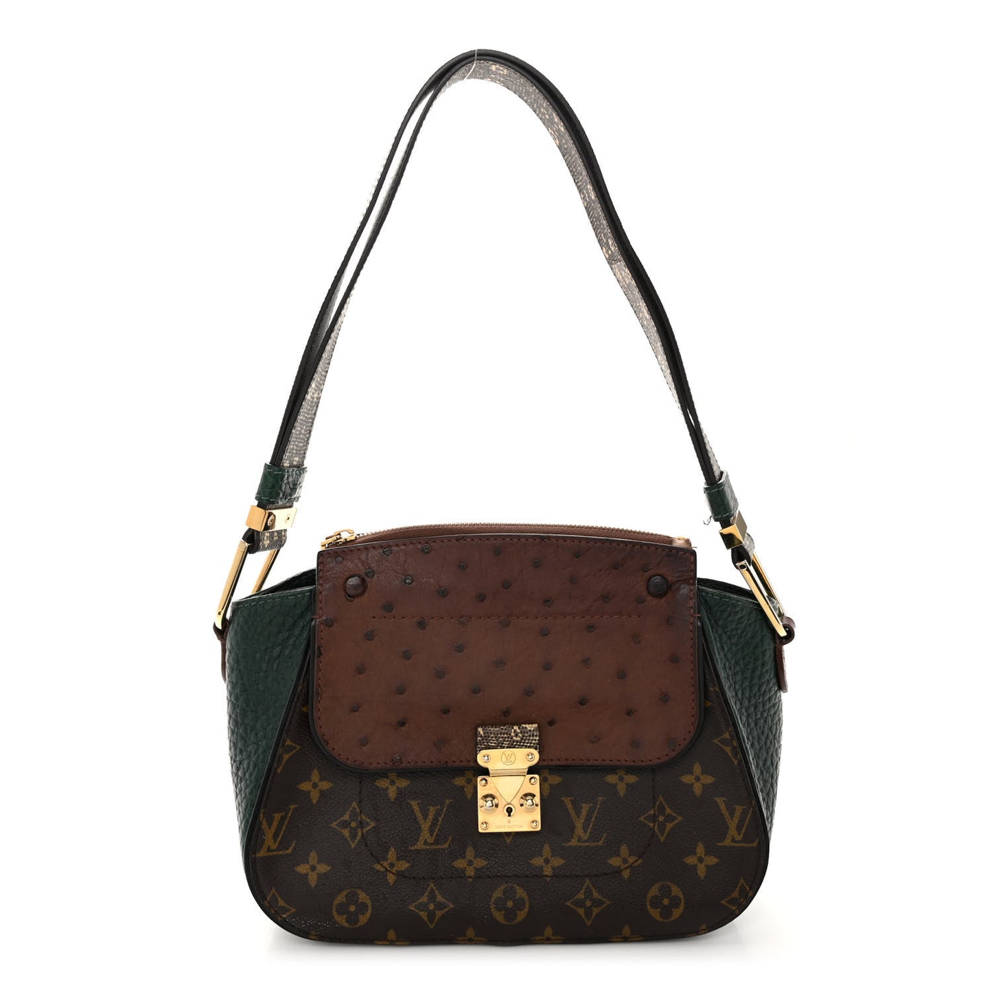 Ostrich Lizard Exotique Majestueux Shoulder Bag Vert